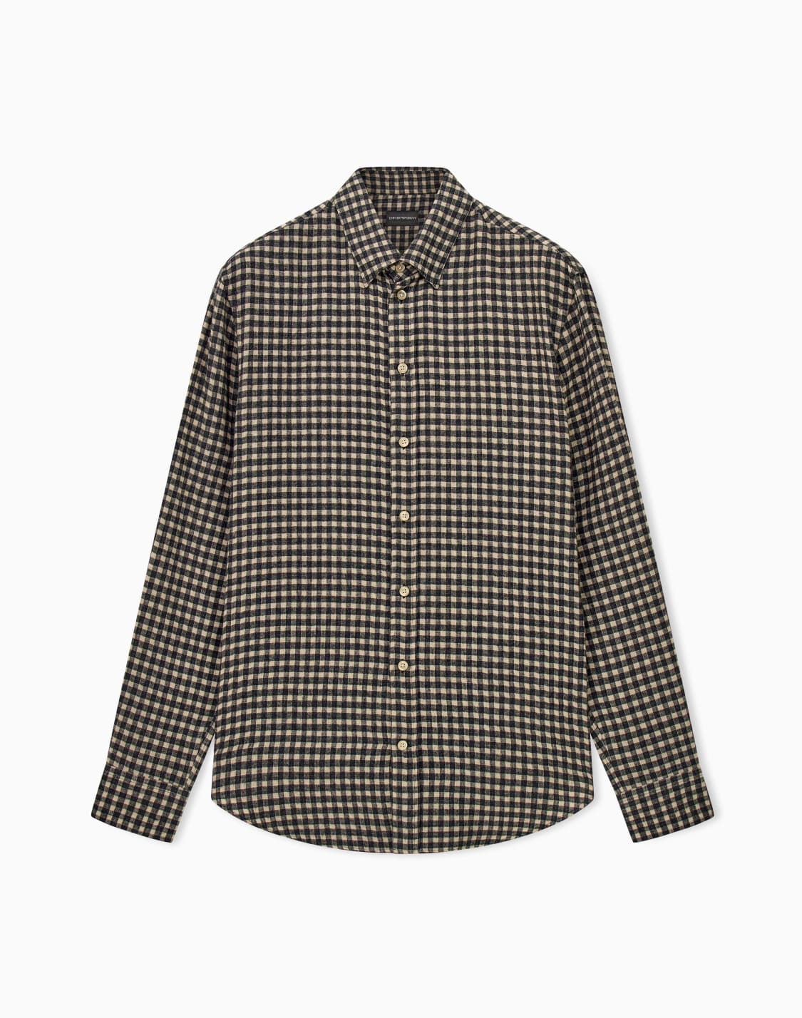chemise-en-flanelle-de-coton-et-viscose-micro-carreaux-beige--emporio-armani
