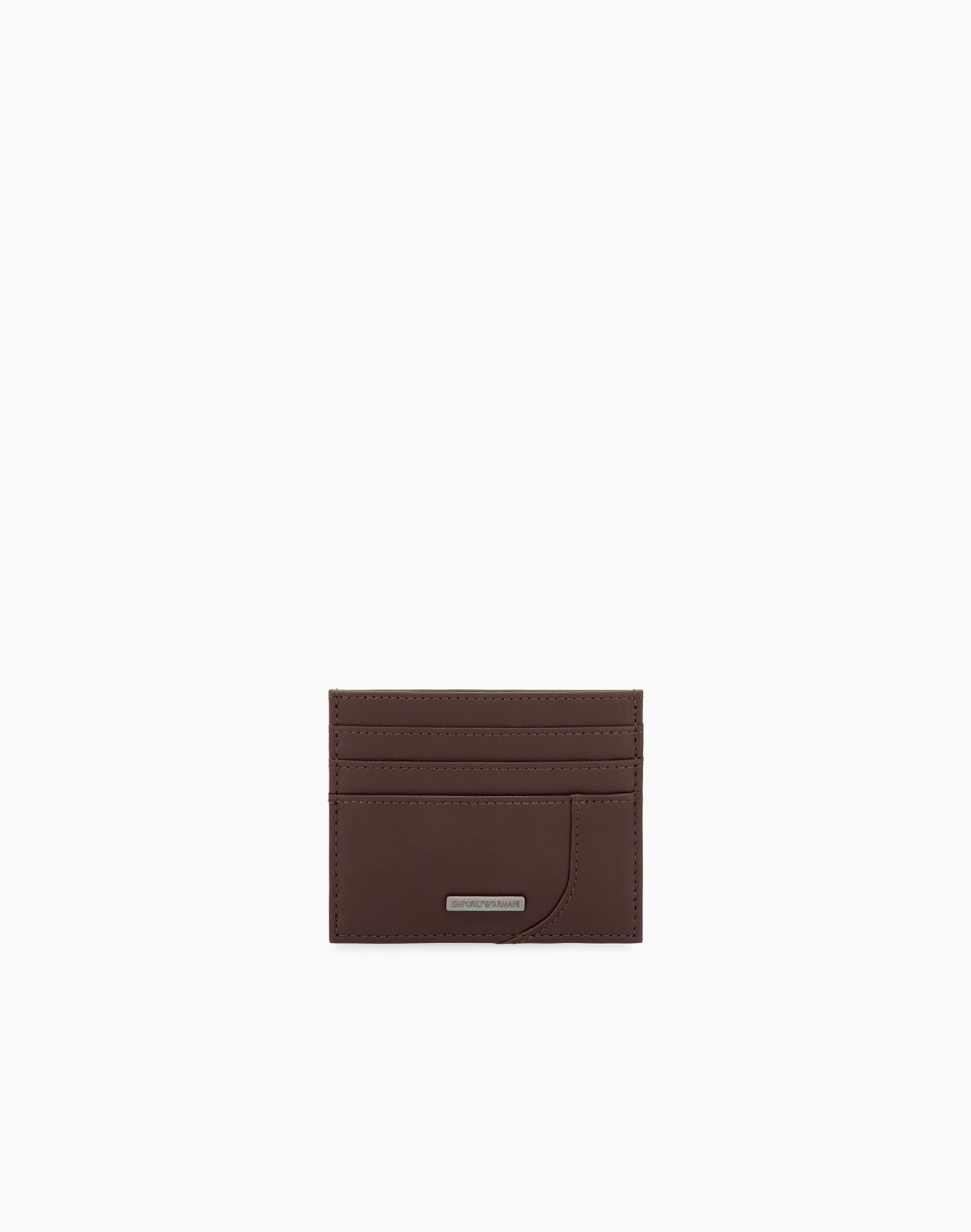 メタルロゴ付き-レザ-カドホルダ-ブラウン--emporio-armani
