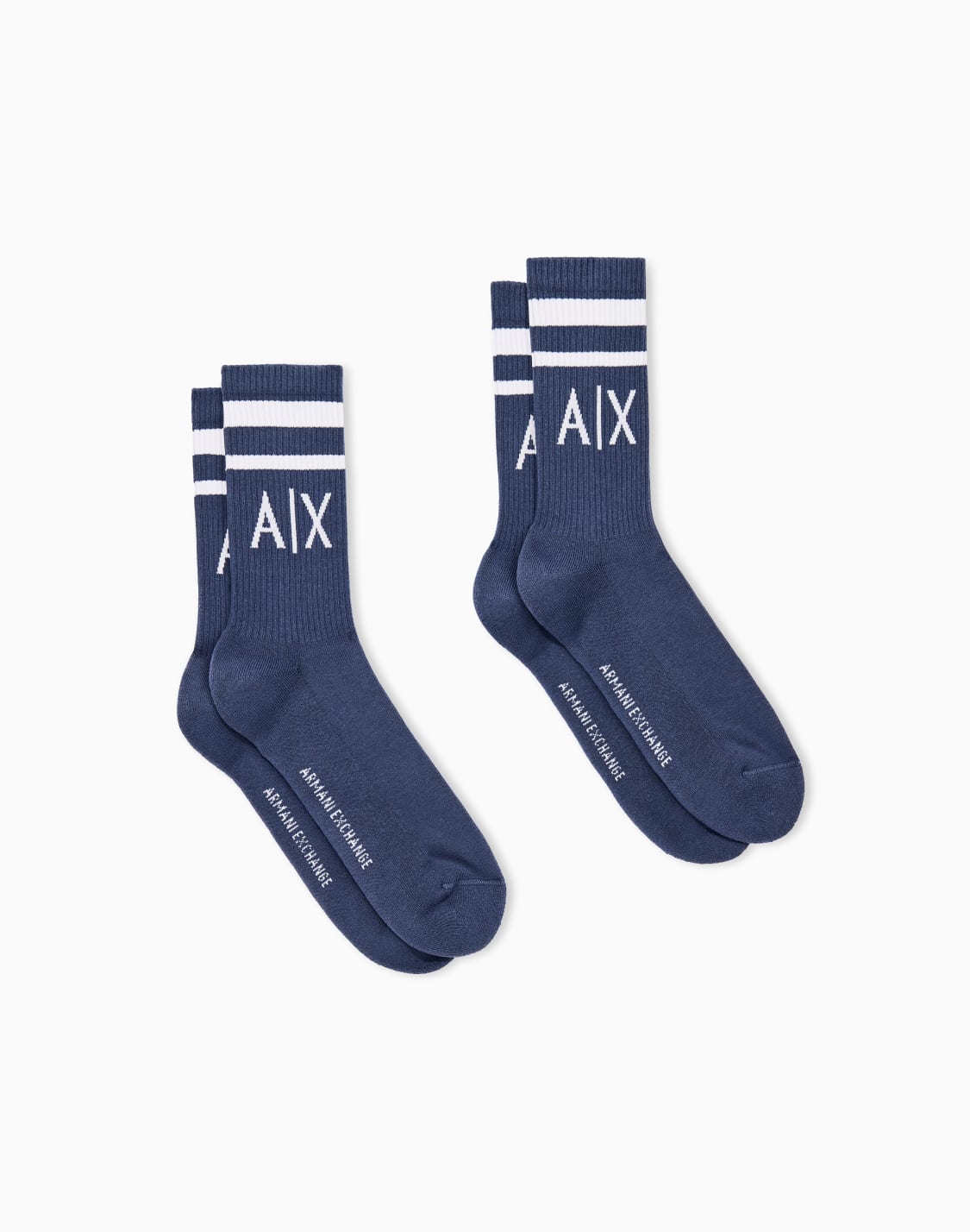 axロゴソックス2足セット-ライトブル--armani-exchange