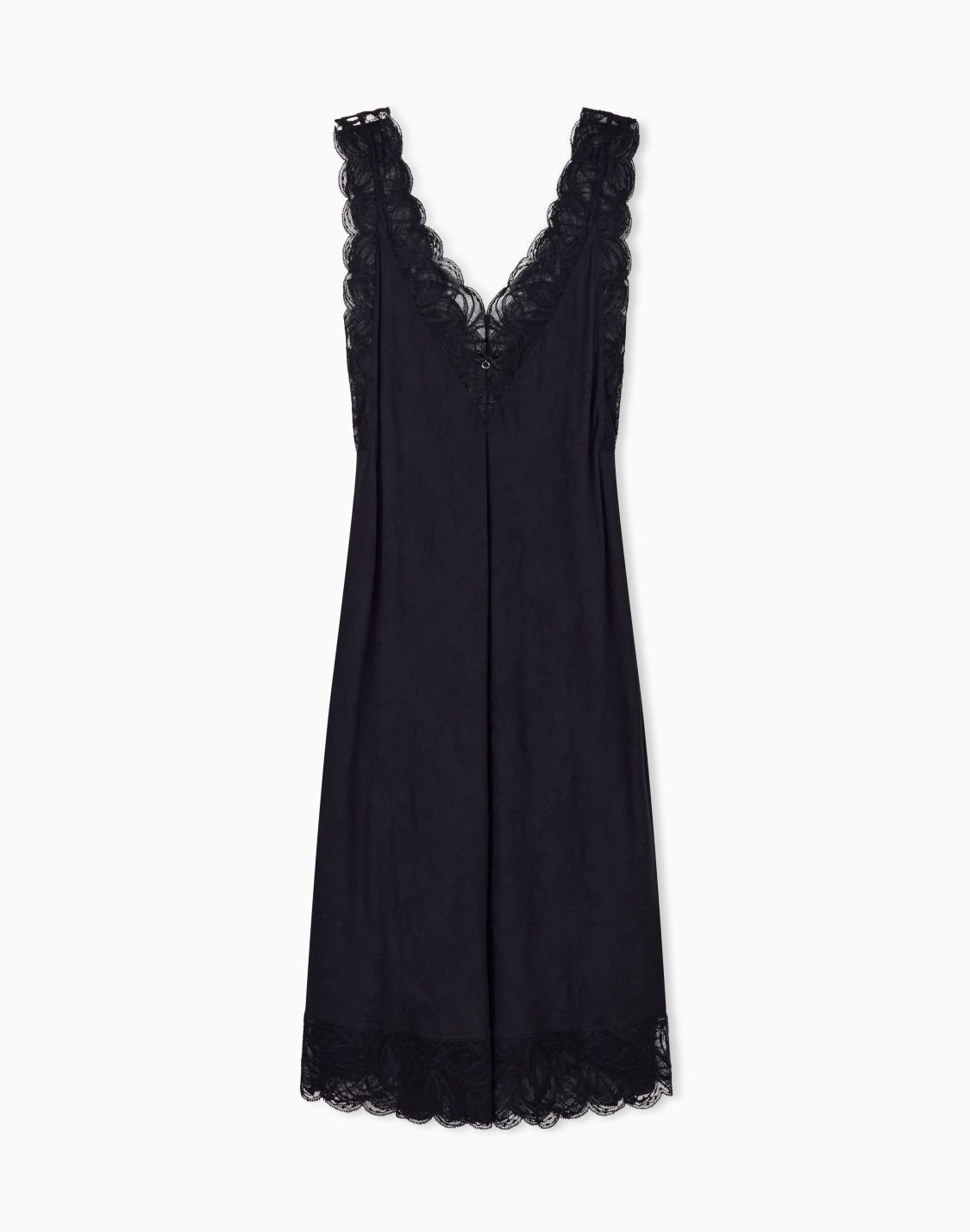 jacquard-viscose-nightdress-with-a-v-neckline-and-lace-trim-black--emporio-armani