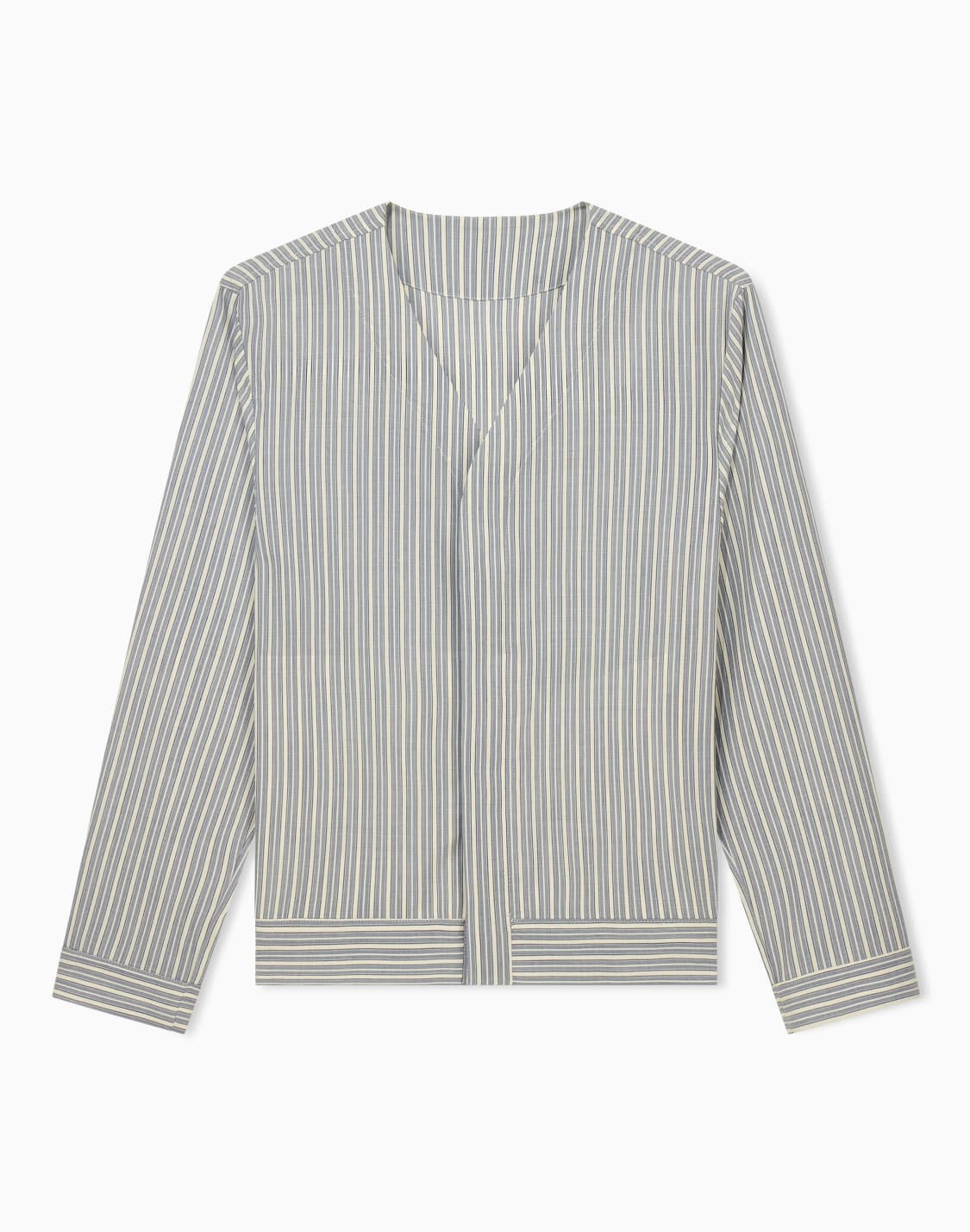 blouson-shirt-in-striped-stretch-virgin-wool-with-v-neck-patterned--emporio-armani