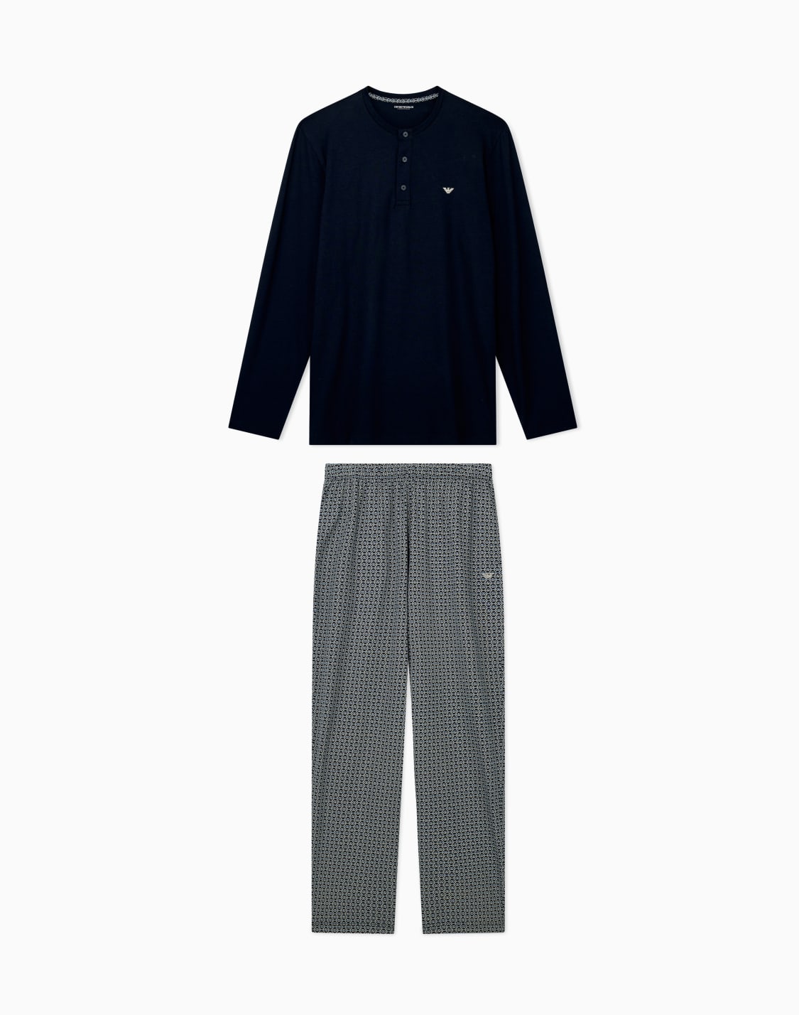 cotton-pyjama-set-with-henley-top-and-geometric-trousers-블루--emporio-armani