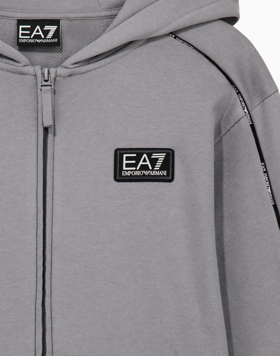 logo-series-ボイズ-フド付きジップアップ-スウェットシャツ-コットン混紡-グレ--ea7