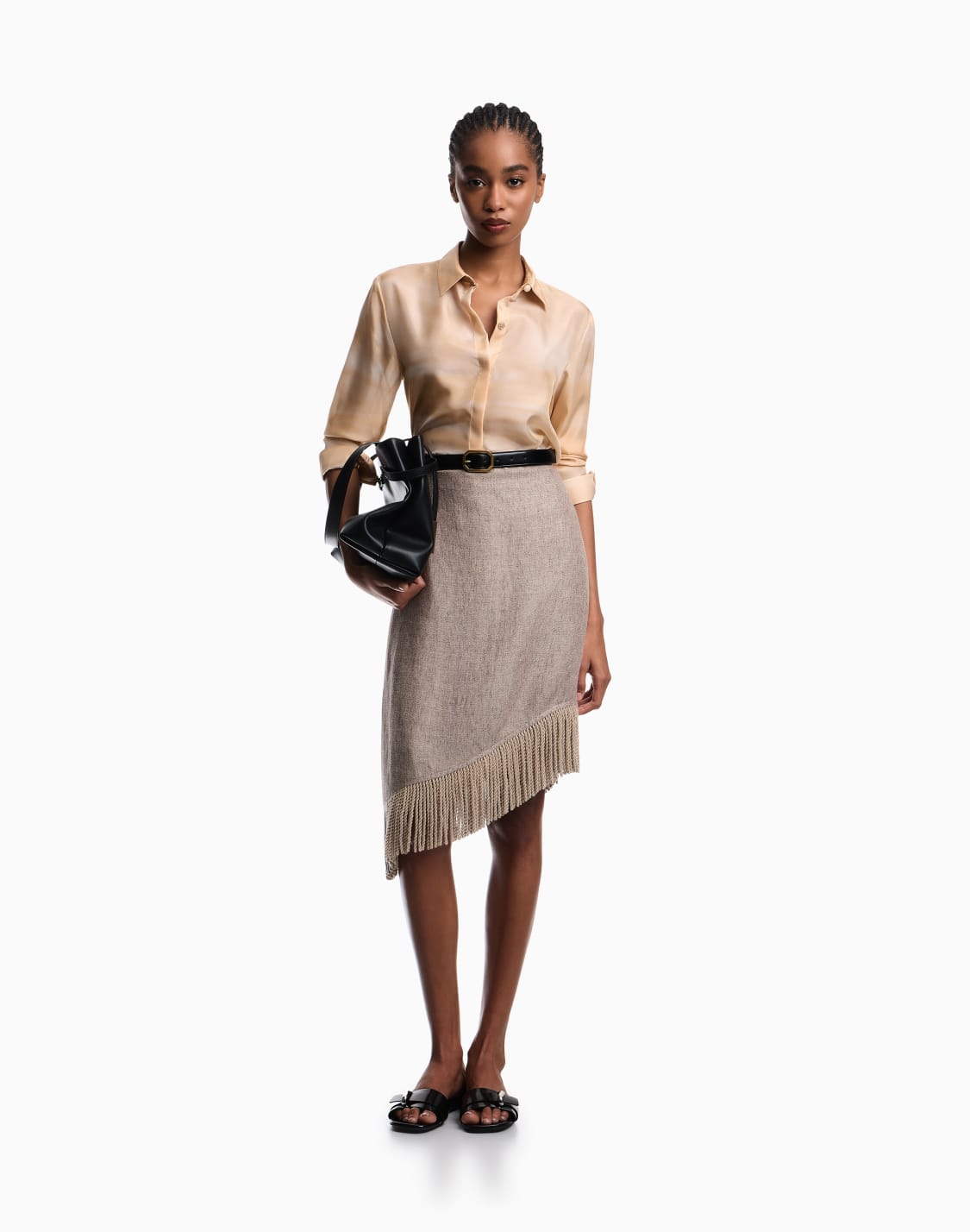 シャツ-シルクポンジ-フェドプリント-ベジュ--emporio-armani