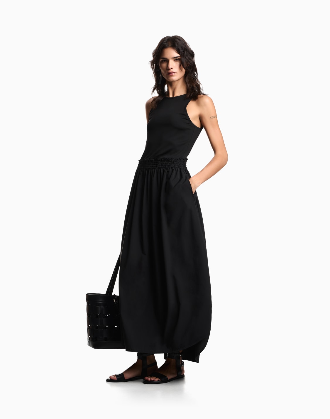 sleeveless-maxi-dress-in-viscose-with-elasticized-waist-black--emporio-armani