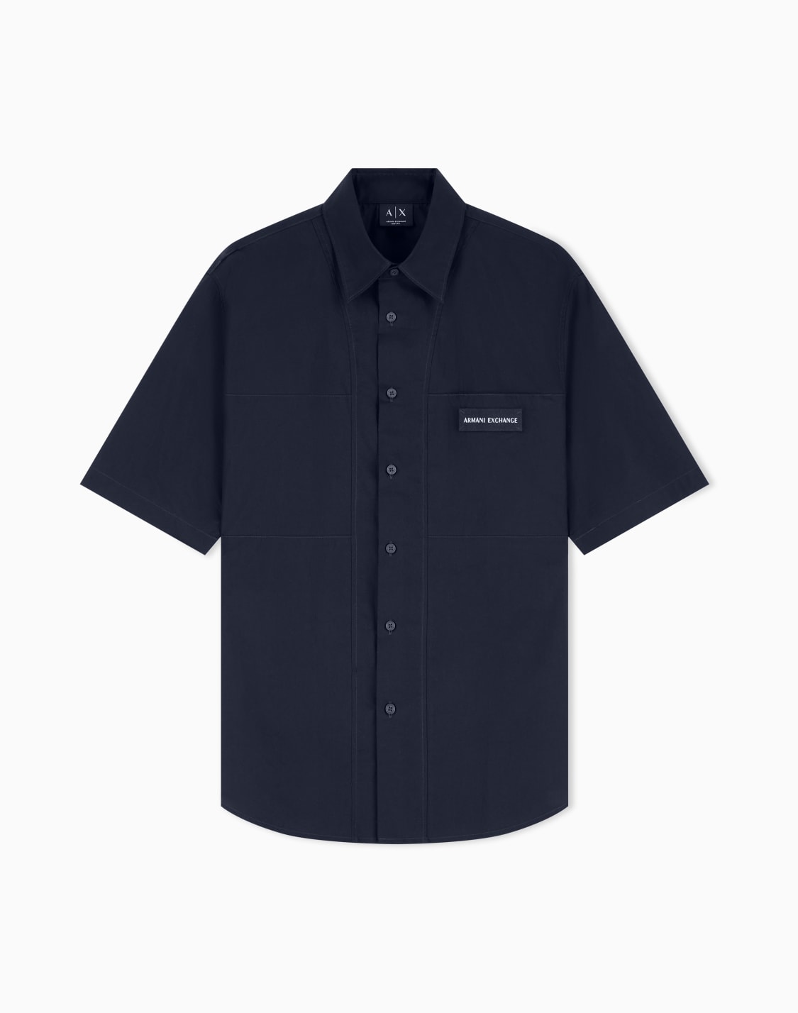 axロゴ-ボクシフィット-半袖シャツ-ネイビブル--armani-exchange