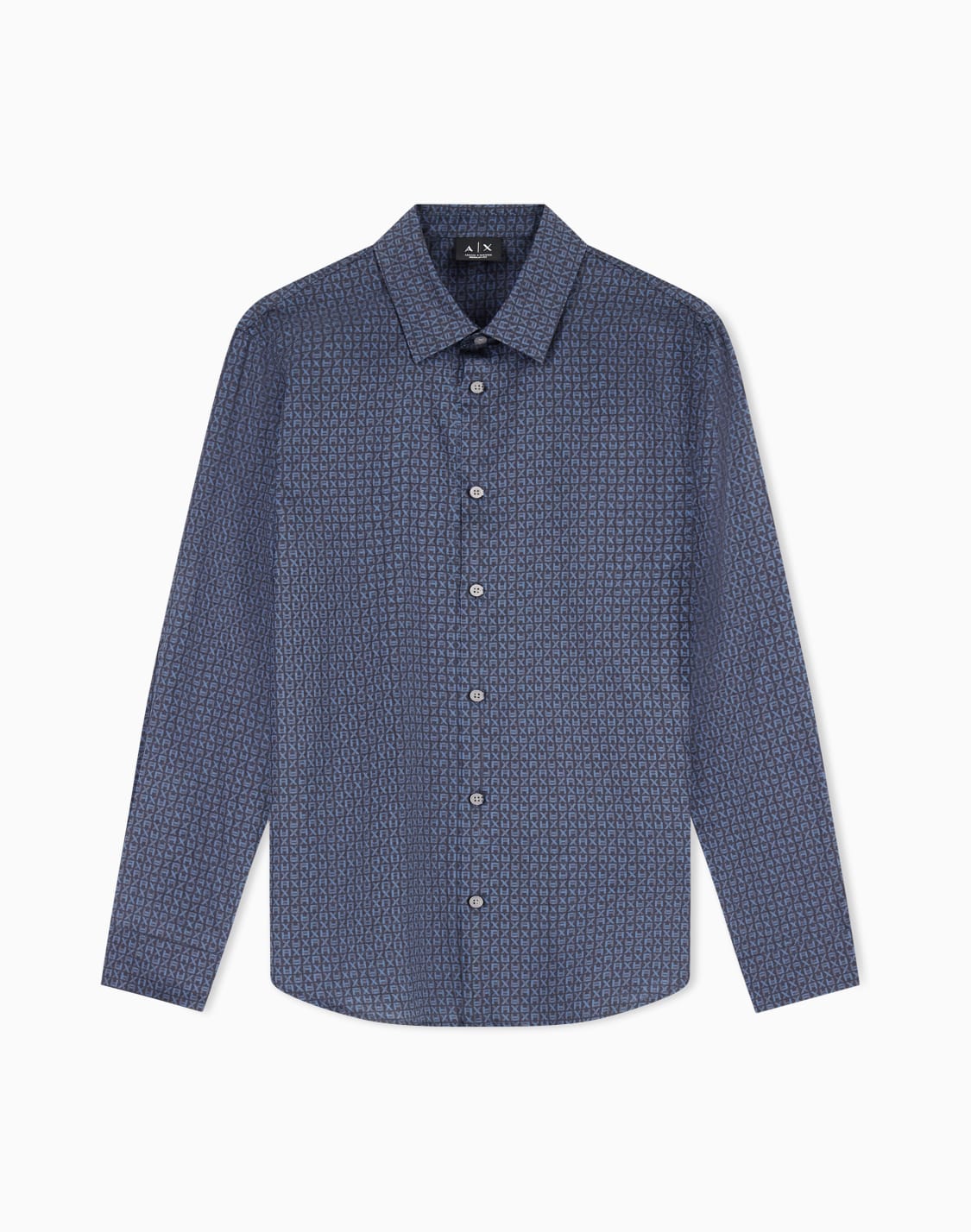 オルオバマイクロパタン-レギュラフィット-シャツ-ネイビブル--armani-exchange