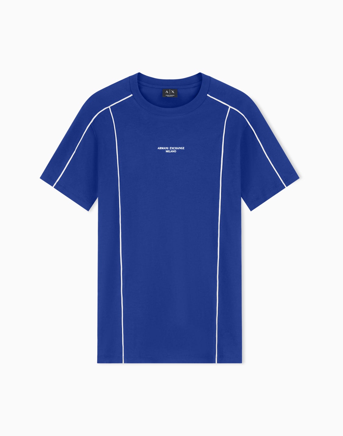 パイピングディテル-レギュラフィット-半袖クルネックtシャツ-ブル--armani-exchange