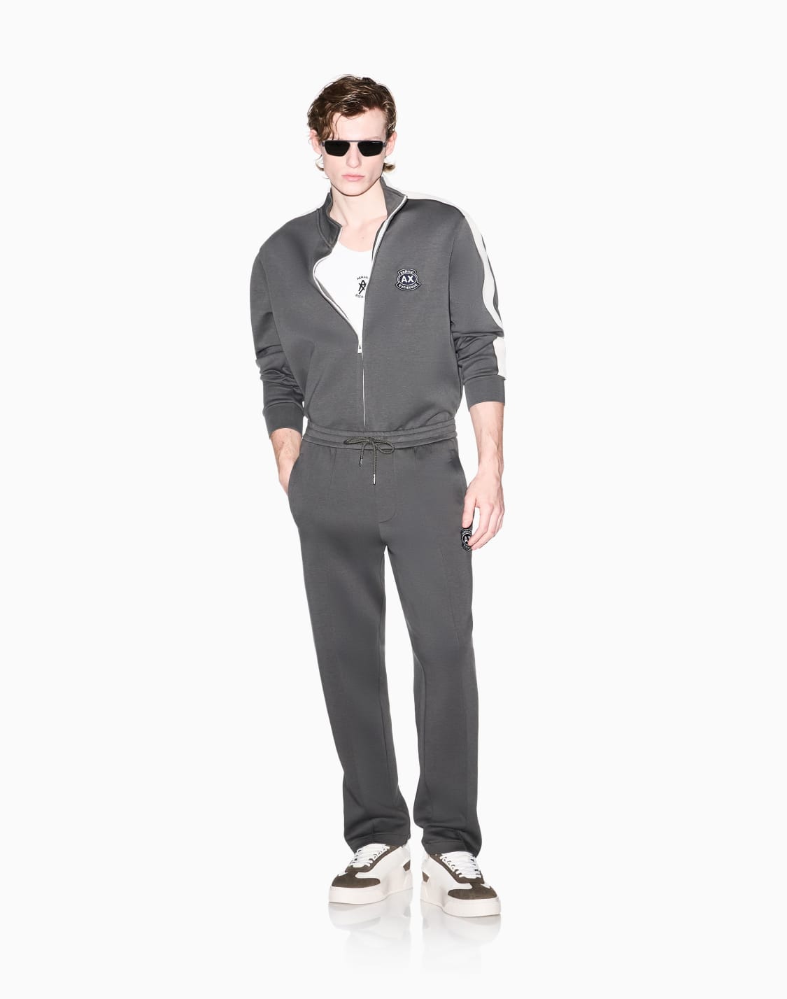 axロゴ-サイドテプ-スウェットパンツ-グレ--armani-exchange