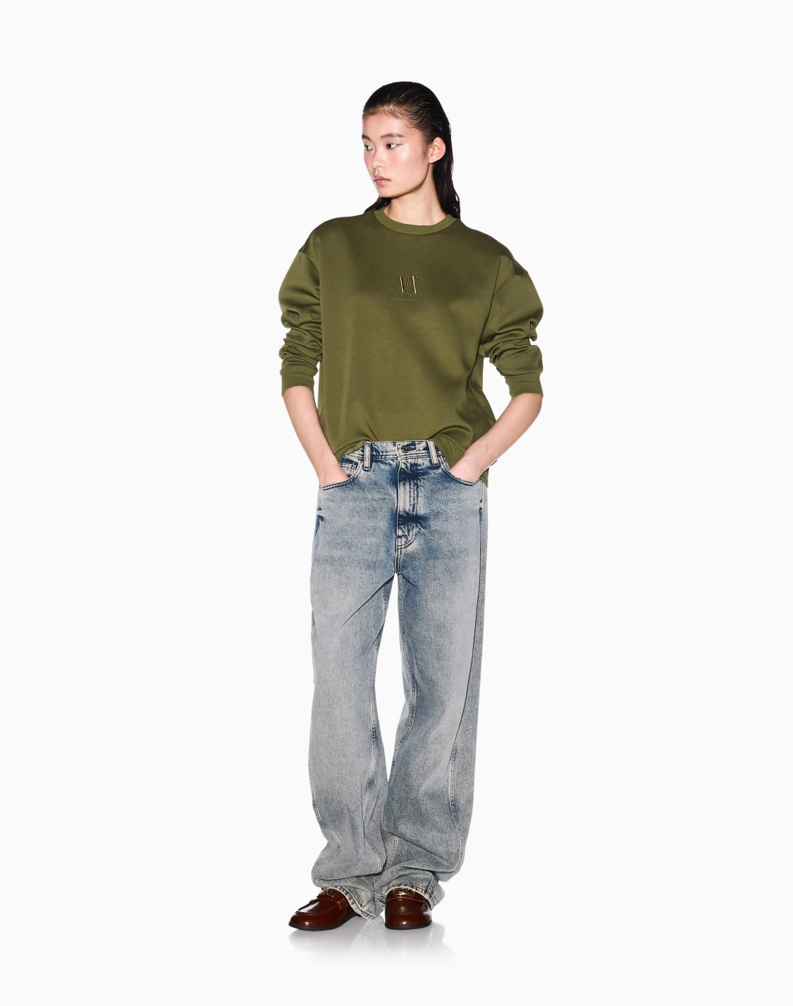 stretch-bonded-cotton-sweatshirt-green--armani-exchange