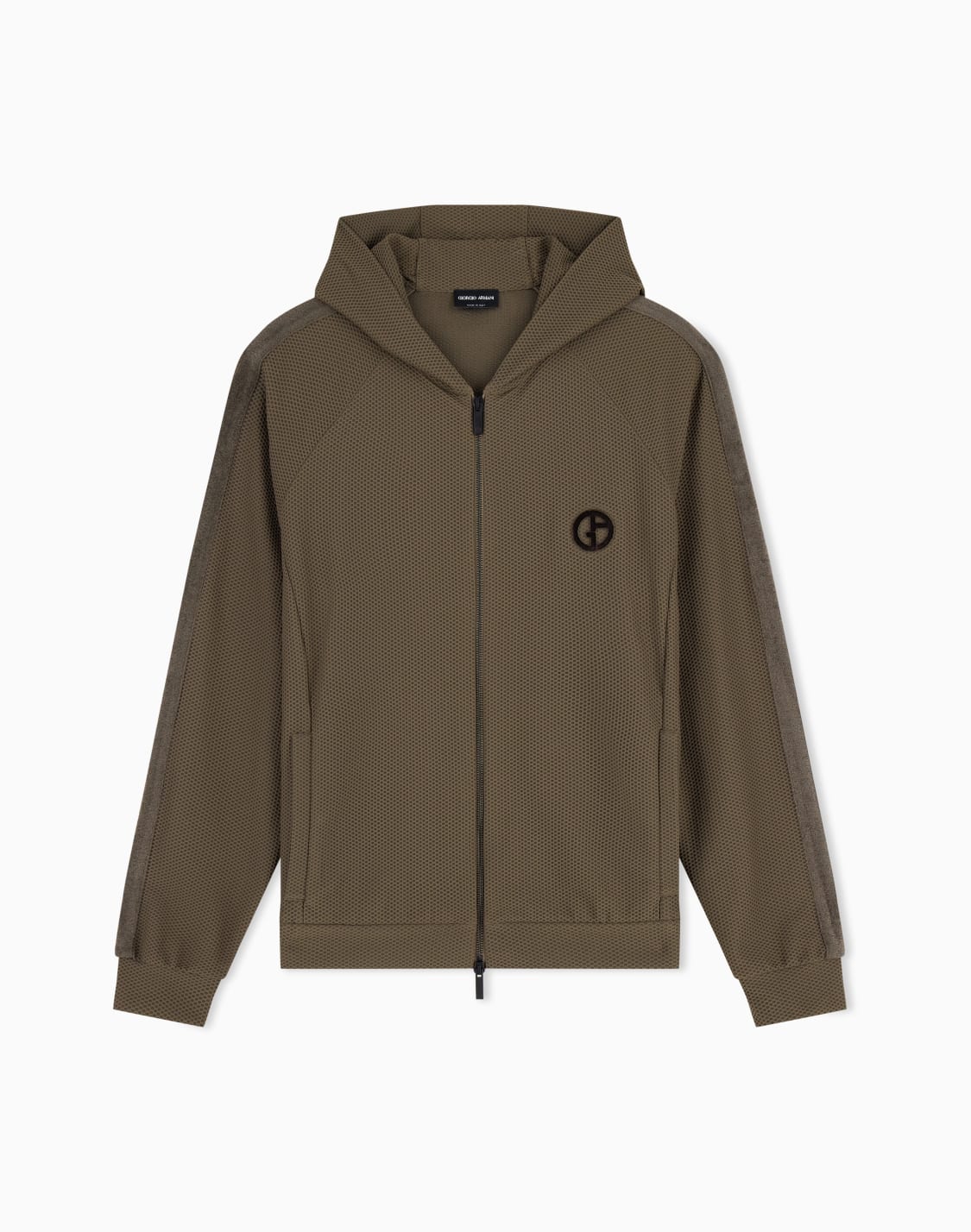 フド付きスウェットシャツ-テクニカルワッフルファブリック-ベジュ--giorgio-armani