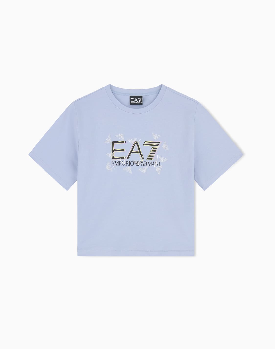 オンライン限定logo-series-ガルズ-tシャツ-ストレッチコットン-ライトブル--ea7