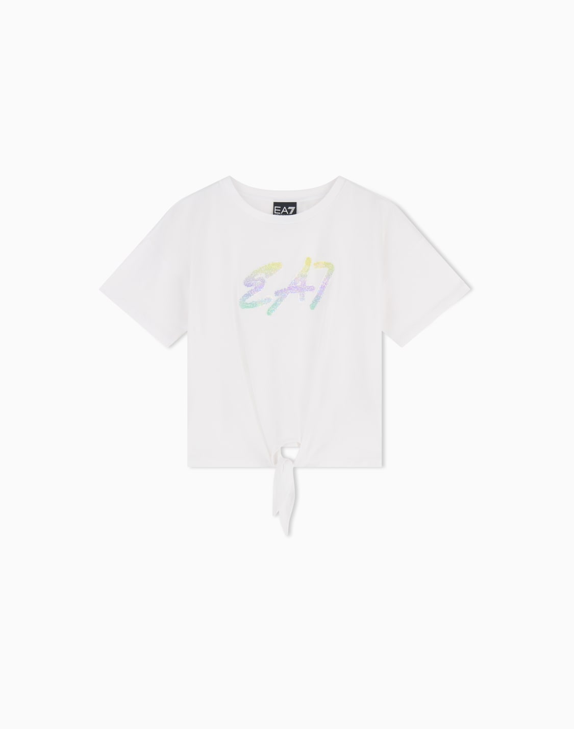 オンライン限定logo-series-ガルズ-クルネックtシャツ-ストレッチコットン-ホワイト--ea7