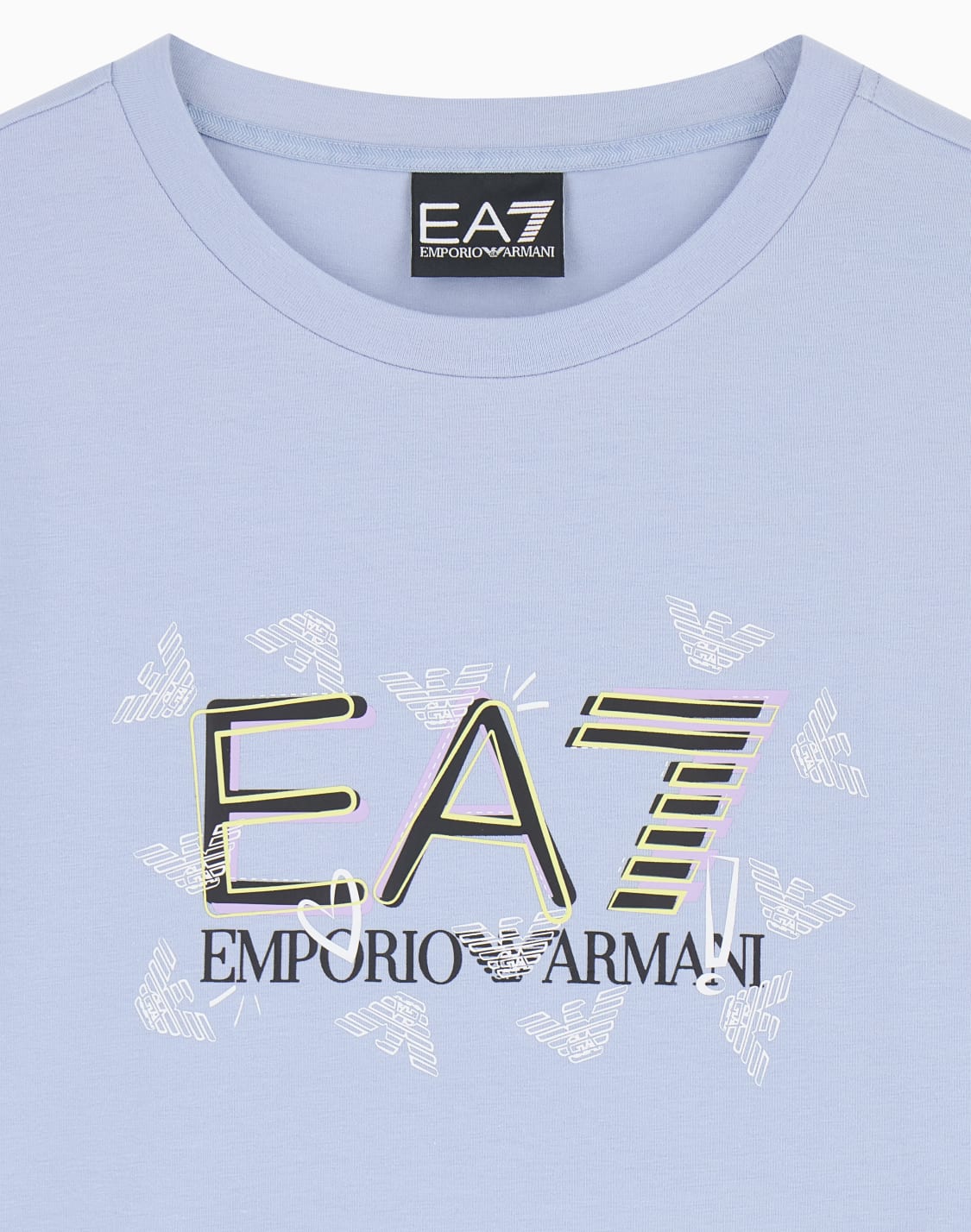 オンライン限定logo-series-ガルズ-tシャツ-ストレッチコットン-ライトブル--ea7