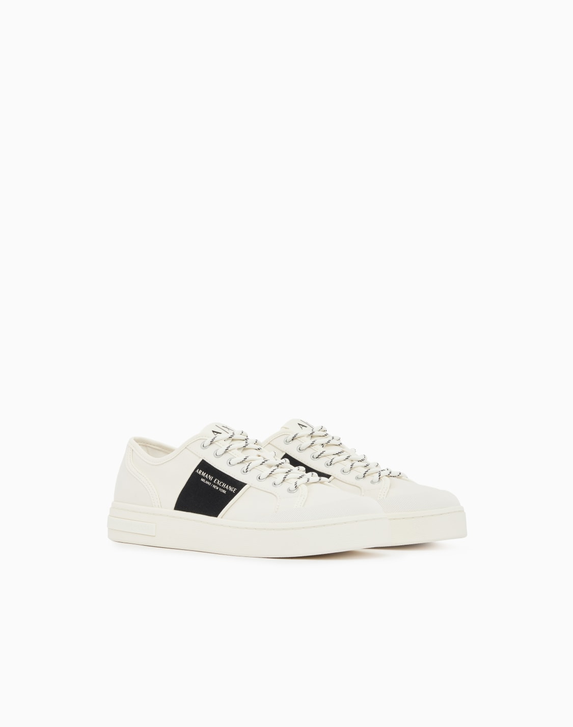 sneakers-in-cotton-twill-with-webbing-white--armani-exchange