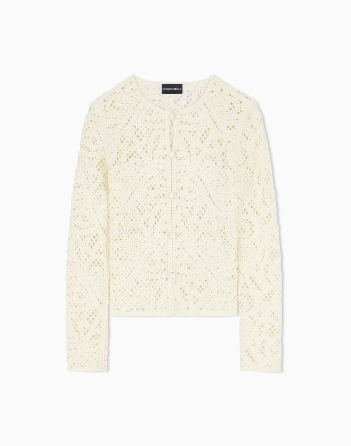 ジャケット-コネリ刺繍ファブリック-マクラメ風-ホワイト--emporio-armani