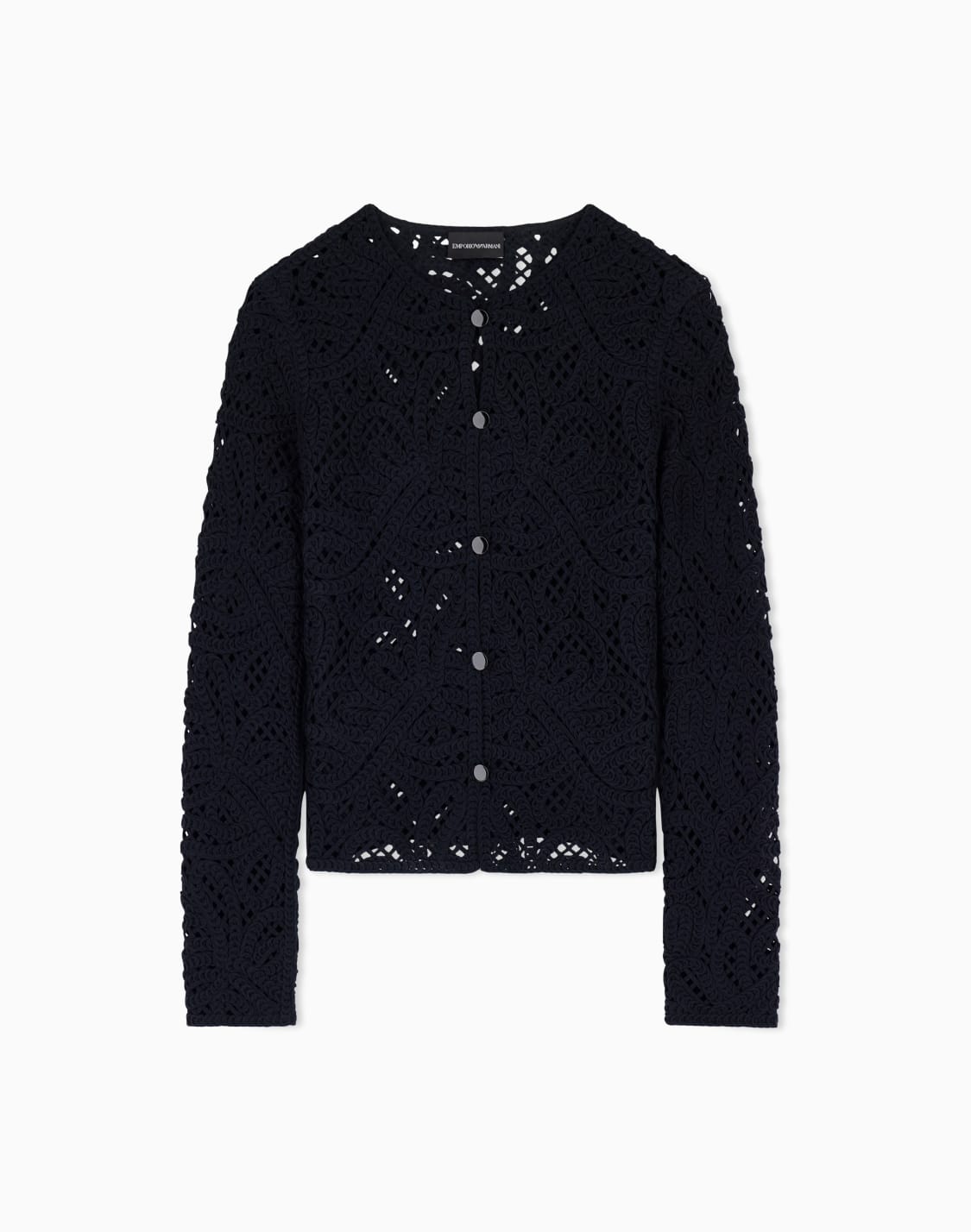 ジャケット-コネリ刺繍ファブリック-マクラメ風-ブラック--emporio-armani