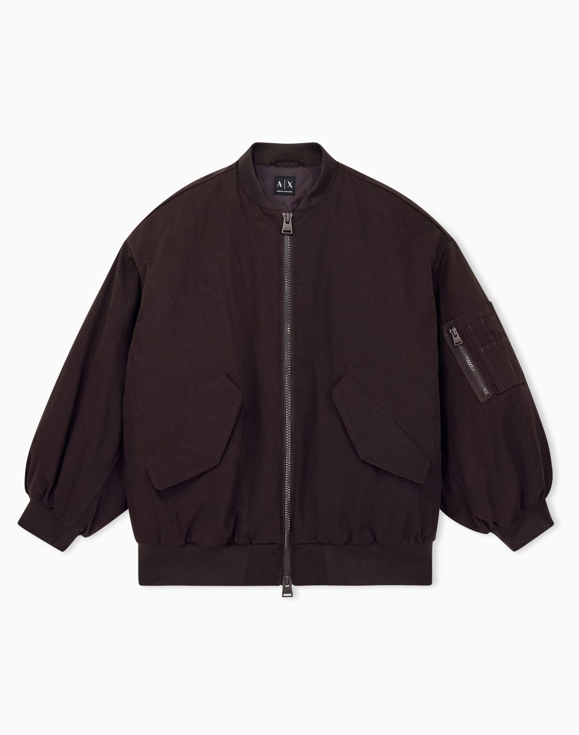 oversized-blouson-jacket-in-nylon-twill-brown--armani-exchange