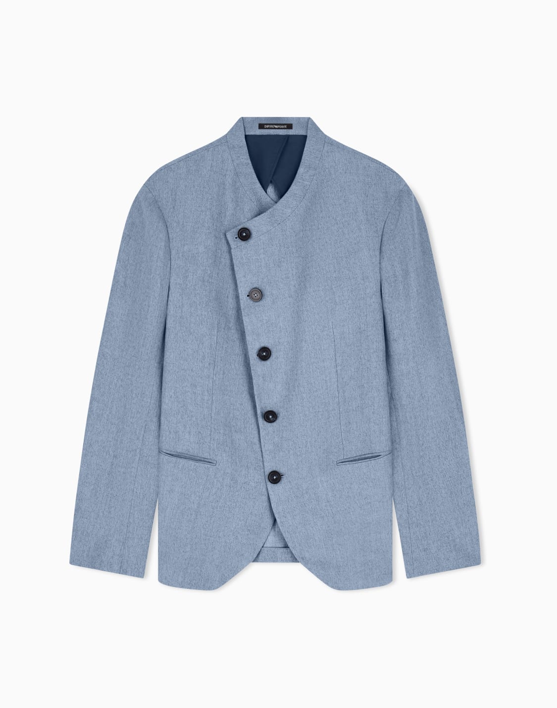 icon-jacket-with-diagonal-fastening-in-textured-moulin-linen-satin-light-blue--emporio-armani