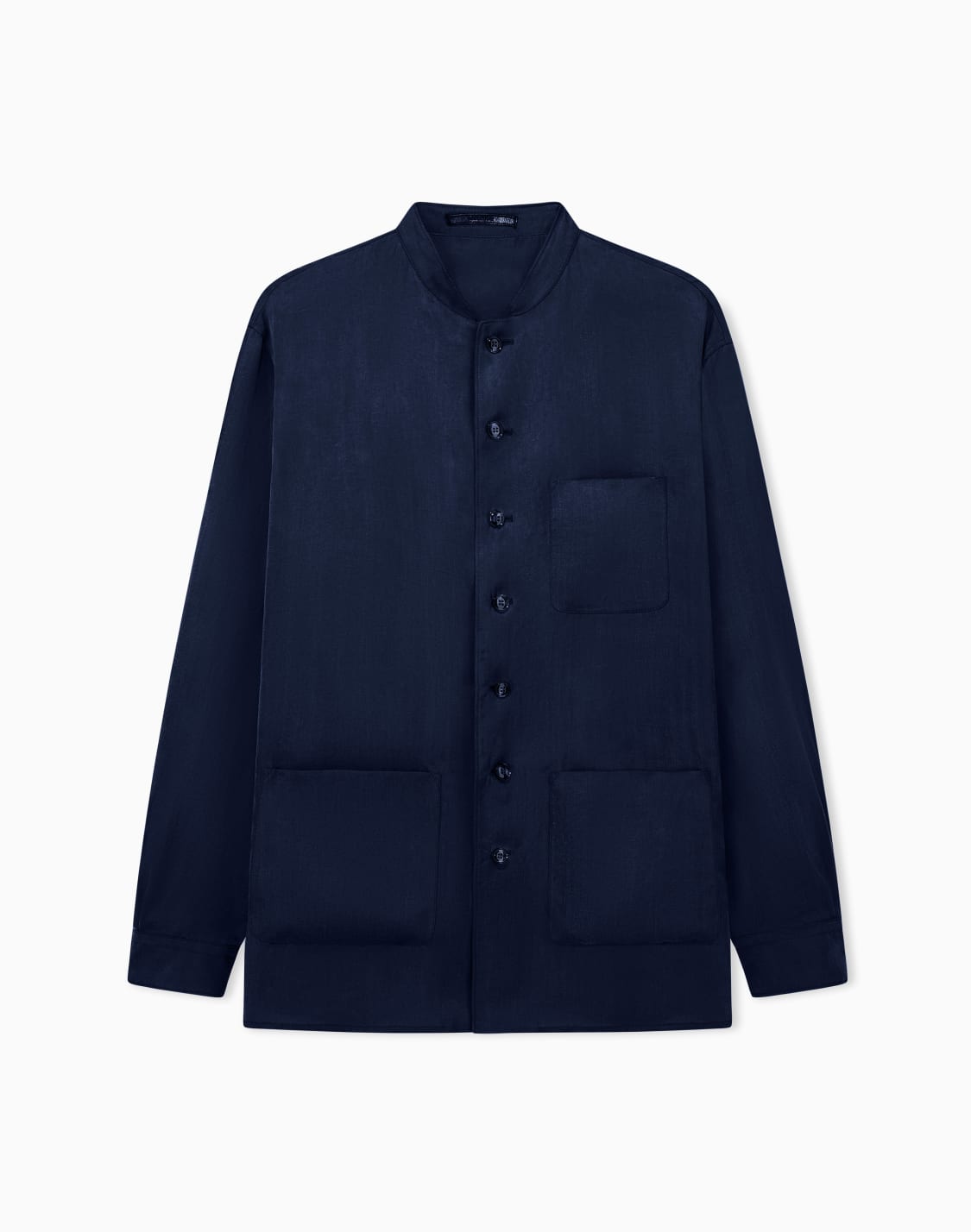 hemd-aus-lyocell-mit-einem-stehkragen-und-brusttasche-marineblau--giorgio-armani