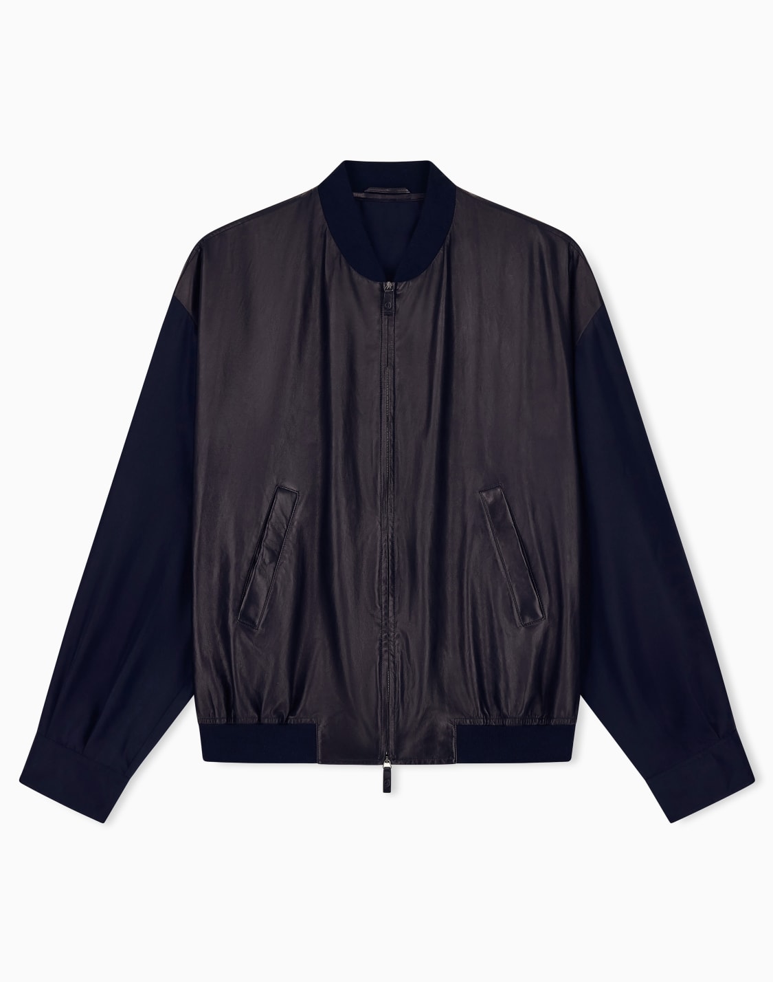 blouson-bimatire-en-cuir-et-soie-avec-des-bords-ctels-bleu-marine--giorgio-armani