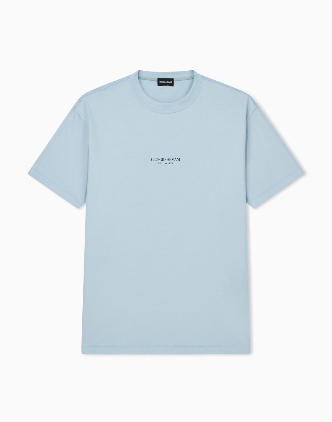 クルネックtシャツ-コットン-インタロック-ライトブル--giorgio-armani