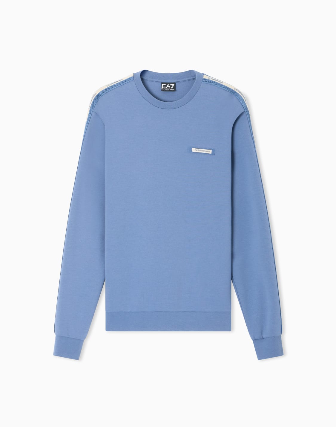 sweat-shirt-logo-series-en-interlock-de-mlange-de-coton-bleu-clair--ea7