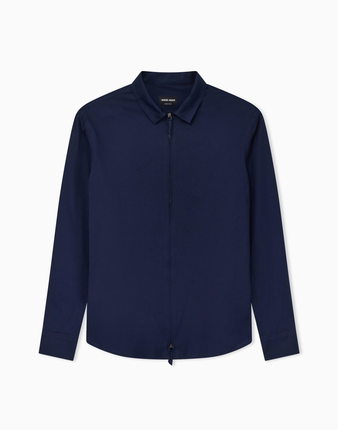 ジッパ付きシャツ-コットンジャジ製-ネイビブル--giorgio-armani