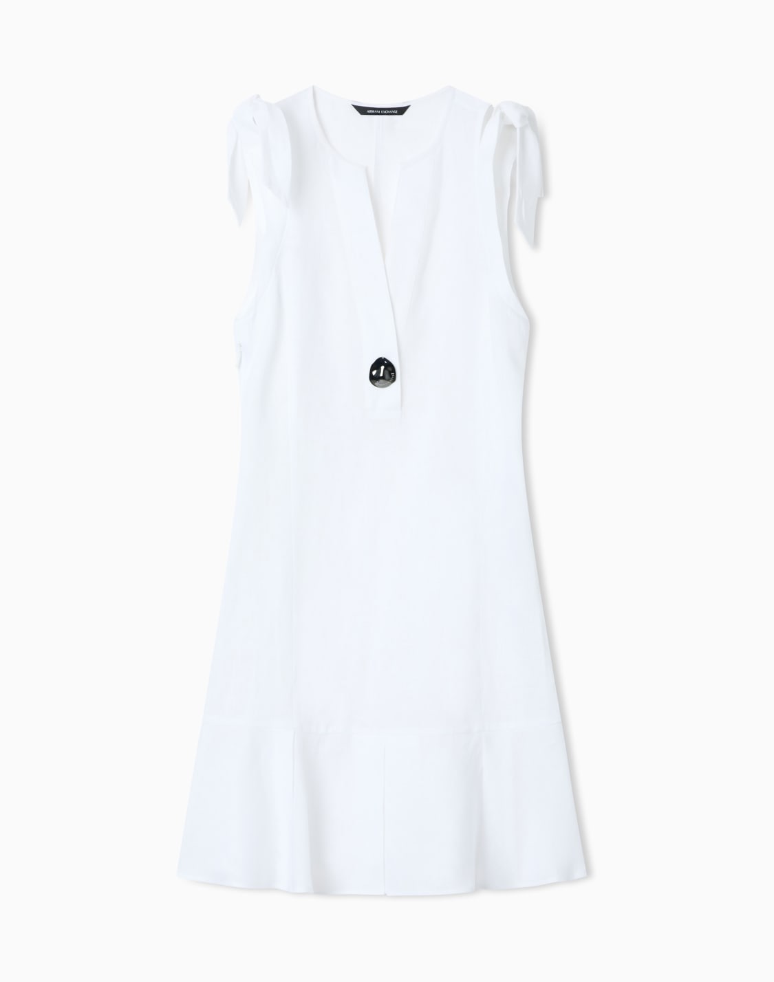 robe-courte-en-popeline-de-lin-avec-boutons-et-nuds-blanc--armani-exchange