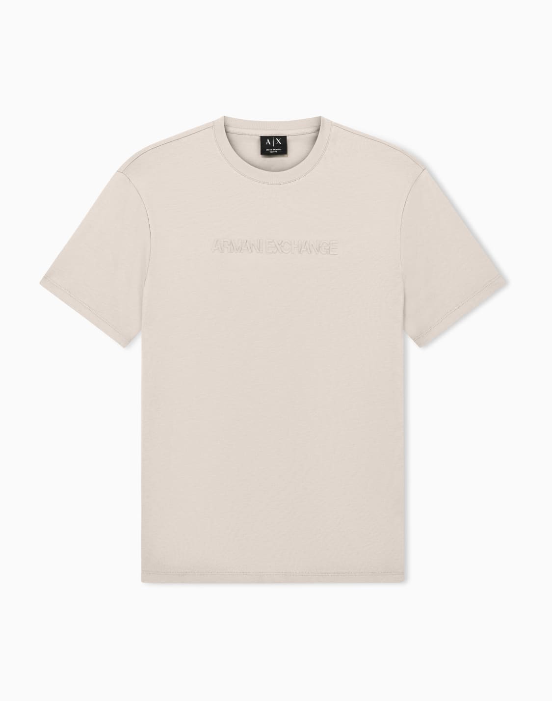 エンボスロゴ-スリムフィット-半袖クルネックtシャツ-ベジュ--armani-exchange