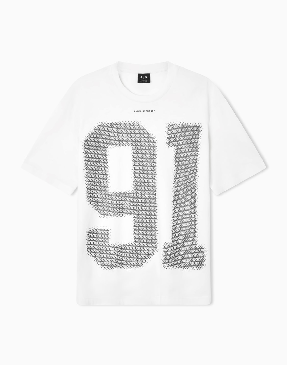 91ロゴ-レギュラプラスフィット-半袖クルネックtシャツ-ホワイト--armani-exchange