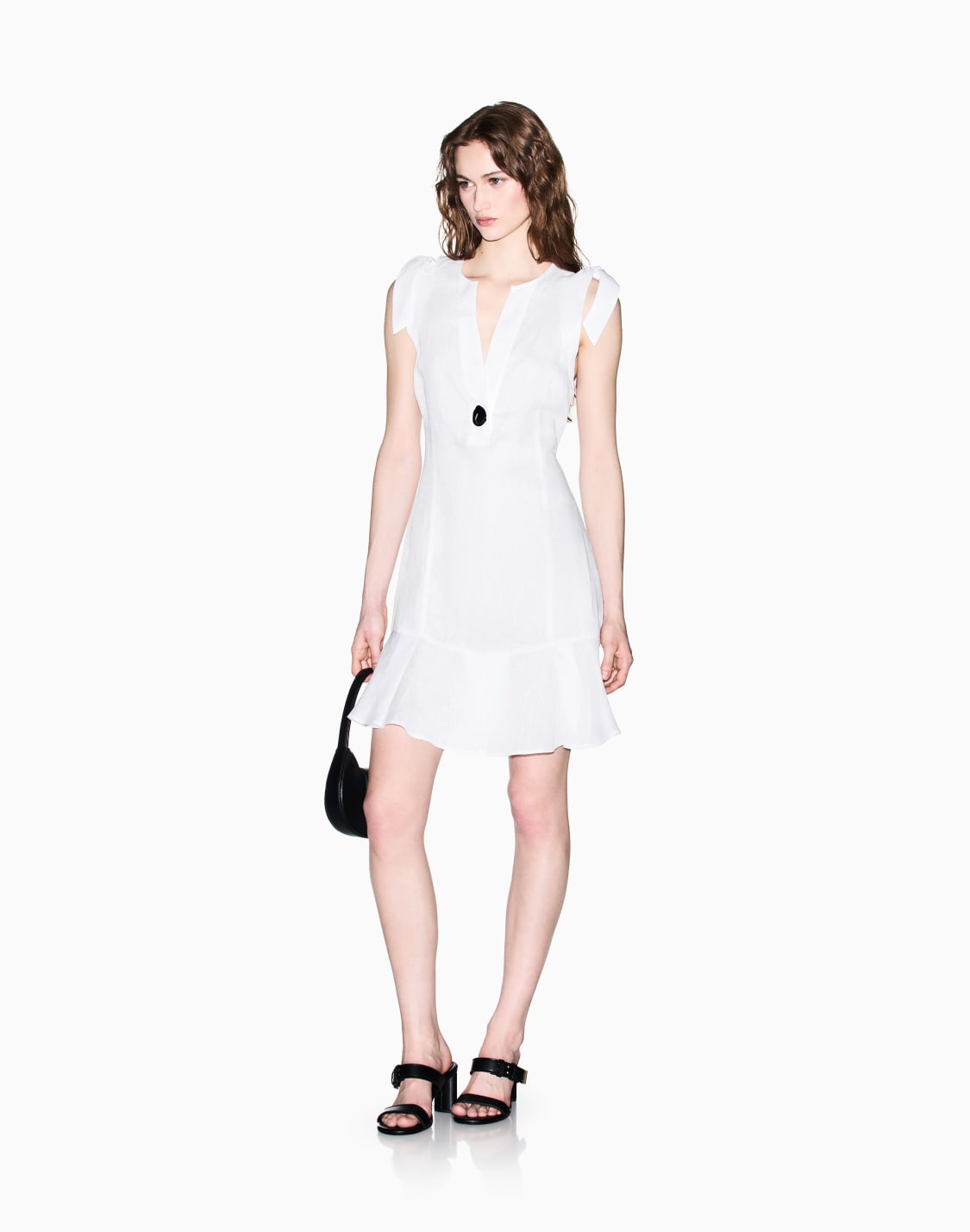 robe-courte-en-popeline-de-lin-avec-boutons-et-nuds-blanc--armani-exchange