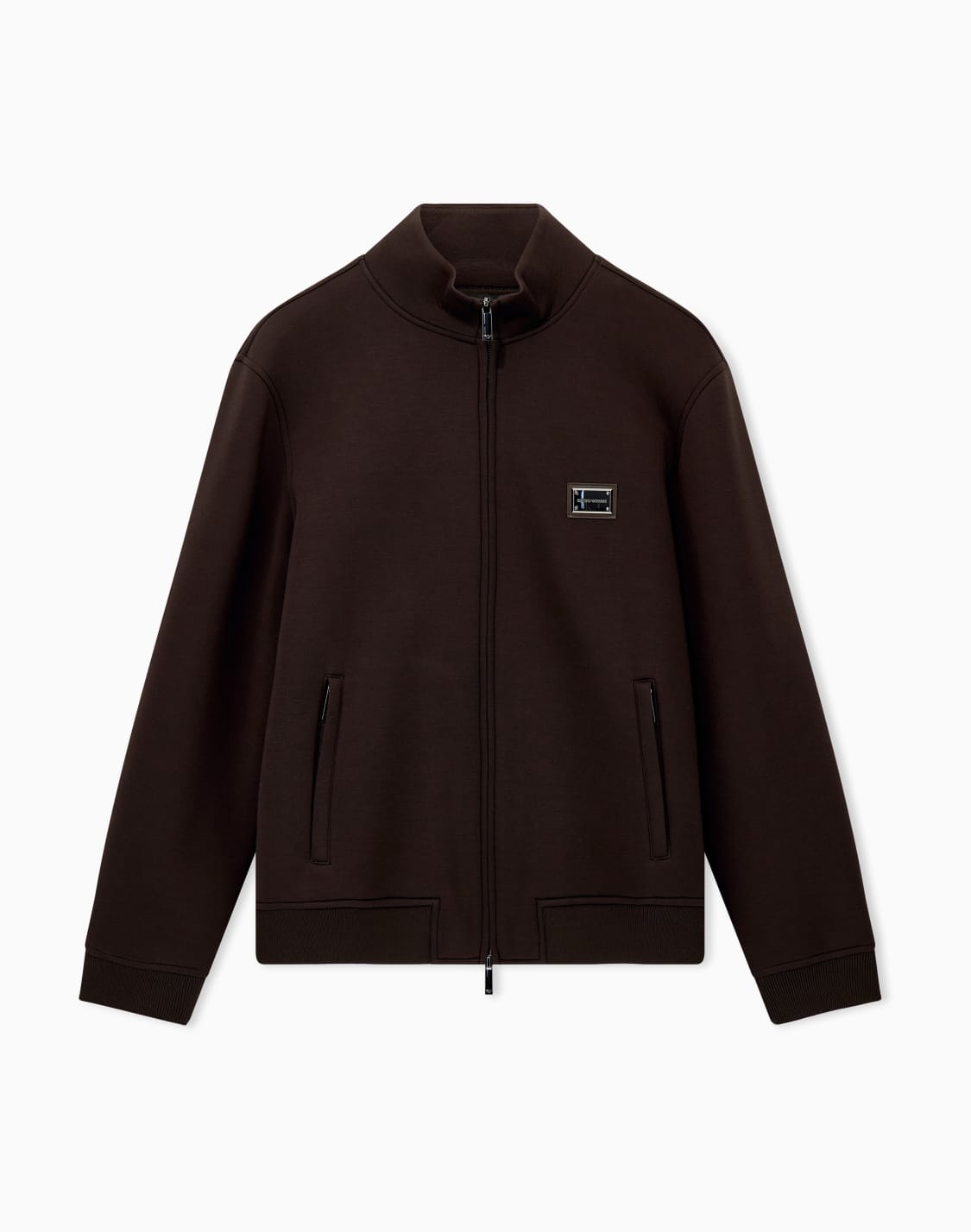 sweatshirt-in-modal-fleece-with-full-zip-and-logo-patch-brown--emporio-armani