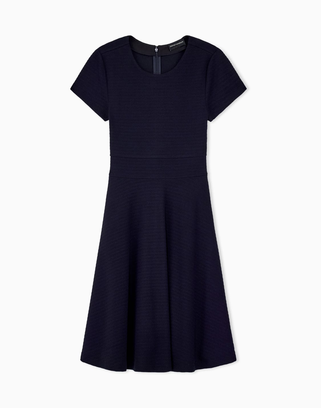 dress-in-jersey-jacquard-with-short-sleeves-and-flared-skirt-navy-blue--emporio-armani