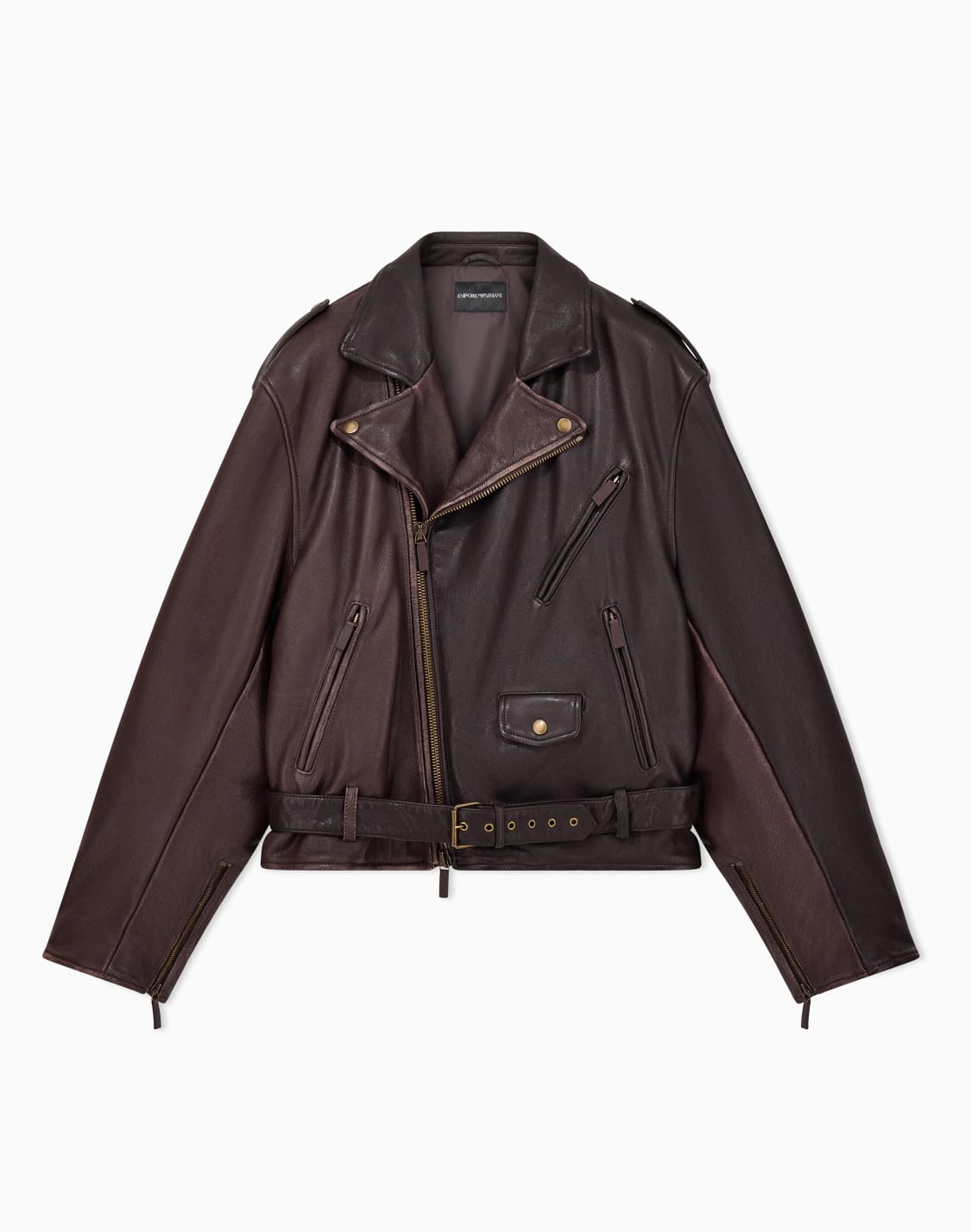bikerjacke-aus-nappaleder-mit-asymmetrischem-reiverschluss-braun--emporio-armani
