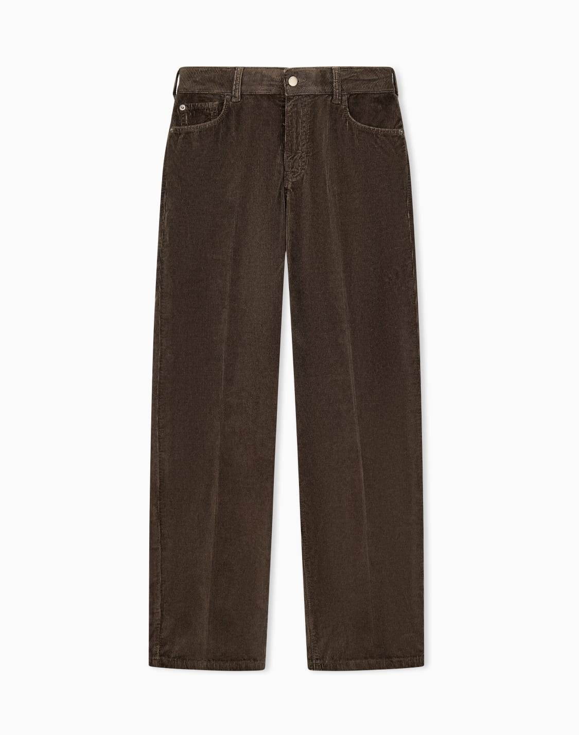 pantaloni-5-tasche-regular-in-velluto-a-coste-tinto-capo-marrone--emporio-armani
