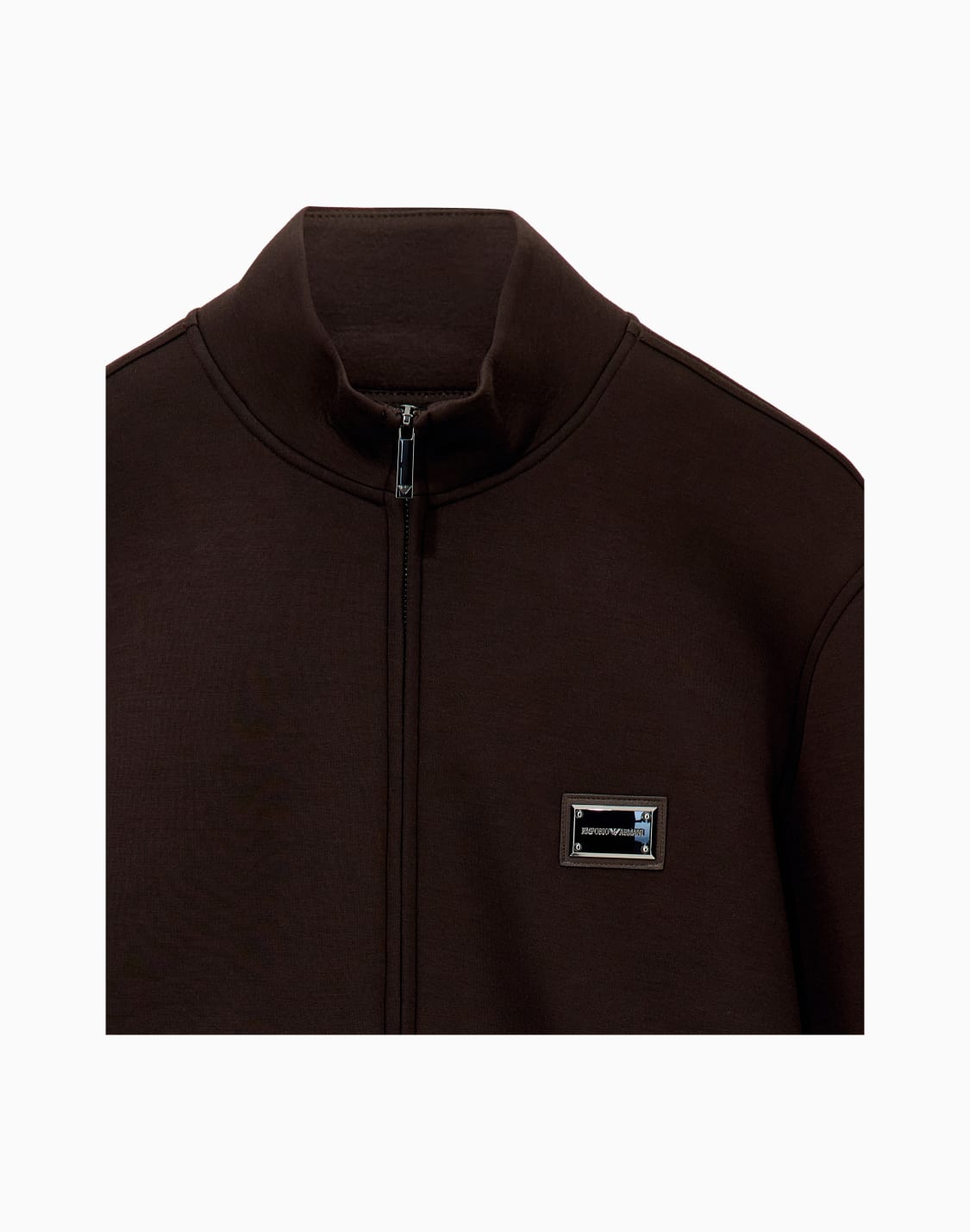 sweatshirt-in-modal-fleece-with-full-zip-and-logo-patch-brown--emporio-armani