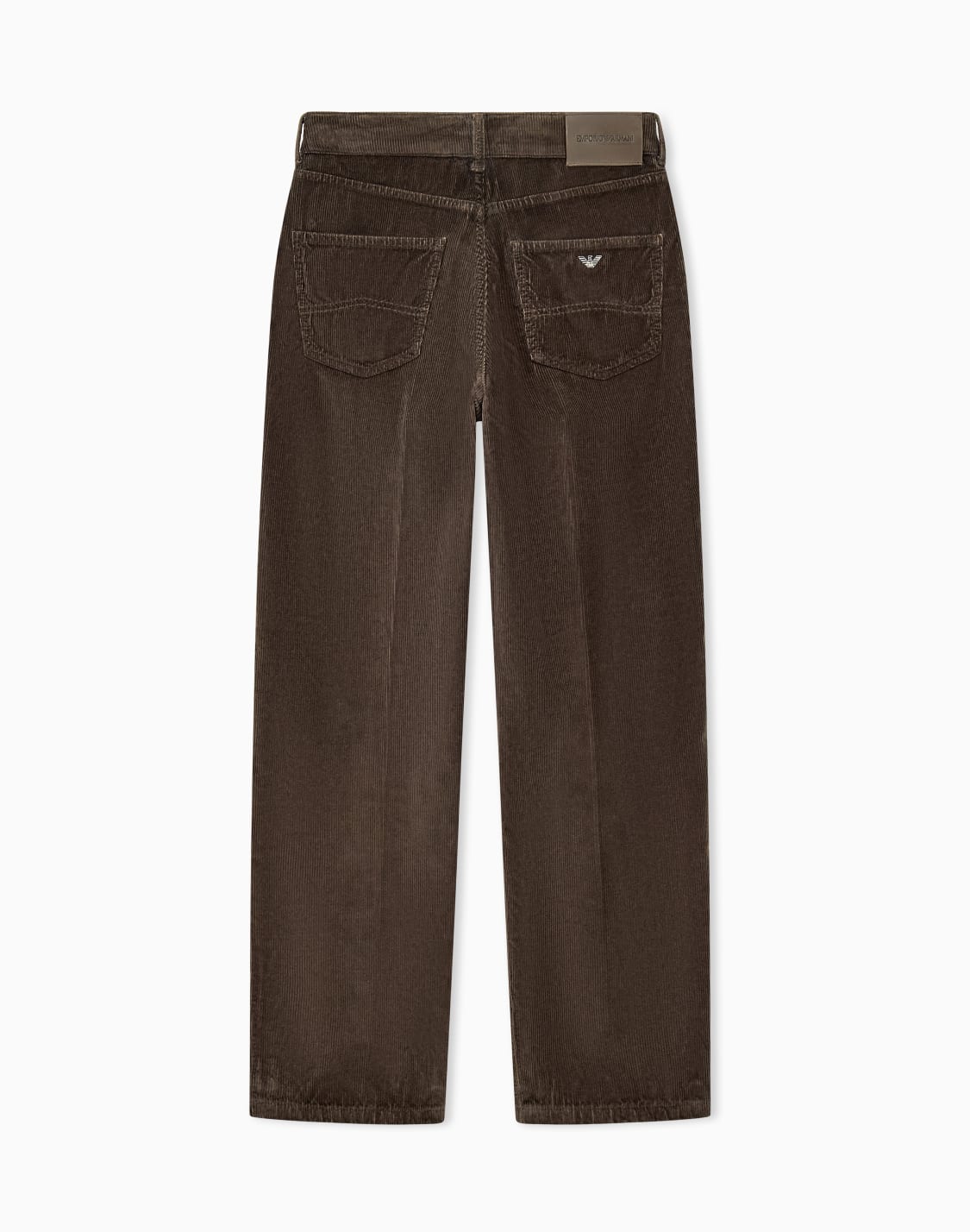 pantaloni-5-tasche-regular-in-velluto-a-coste-tinto-capo-marrone--emporio-armani