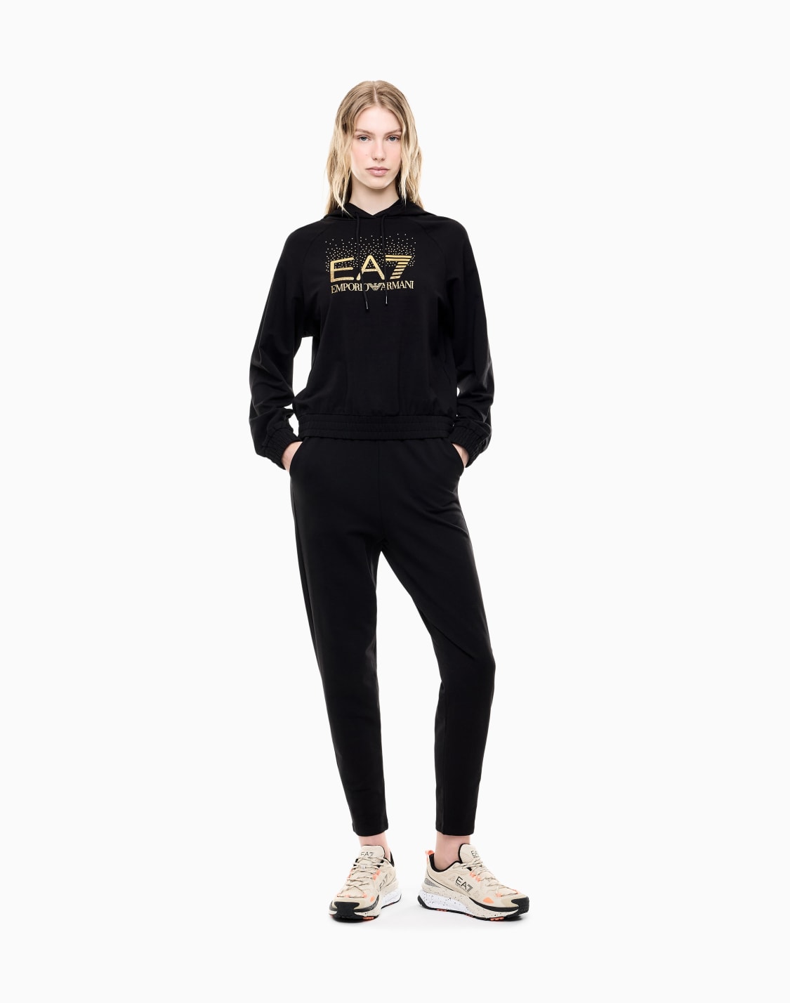 tracksuit-regular-fit-hooded-in-cotton-with-shiny-studs-black--ea7