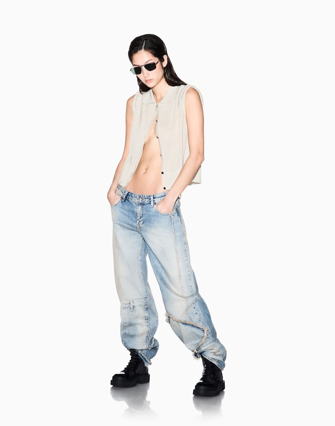 short-sleeved-linen-blend-cardigan-beige--armani-exchange