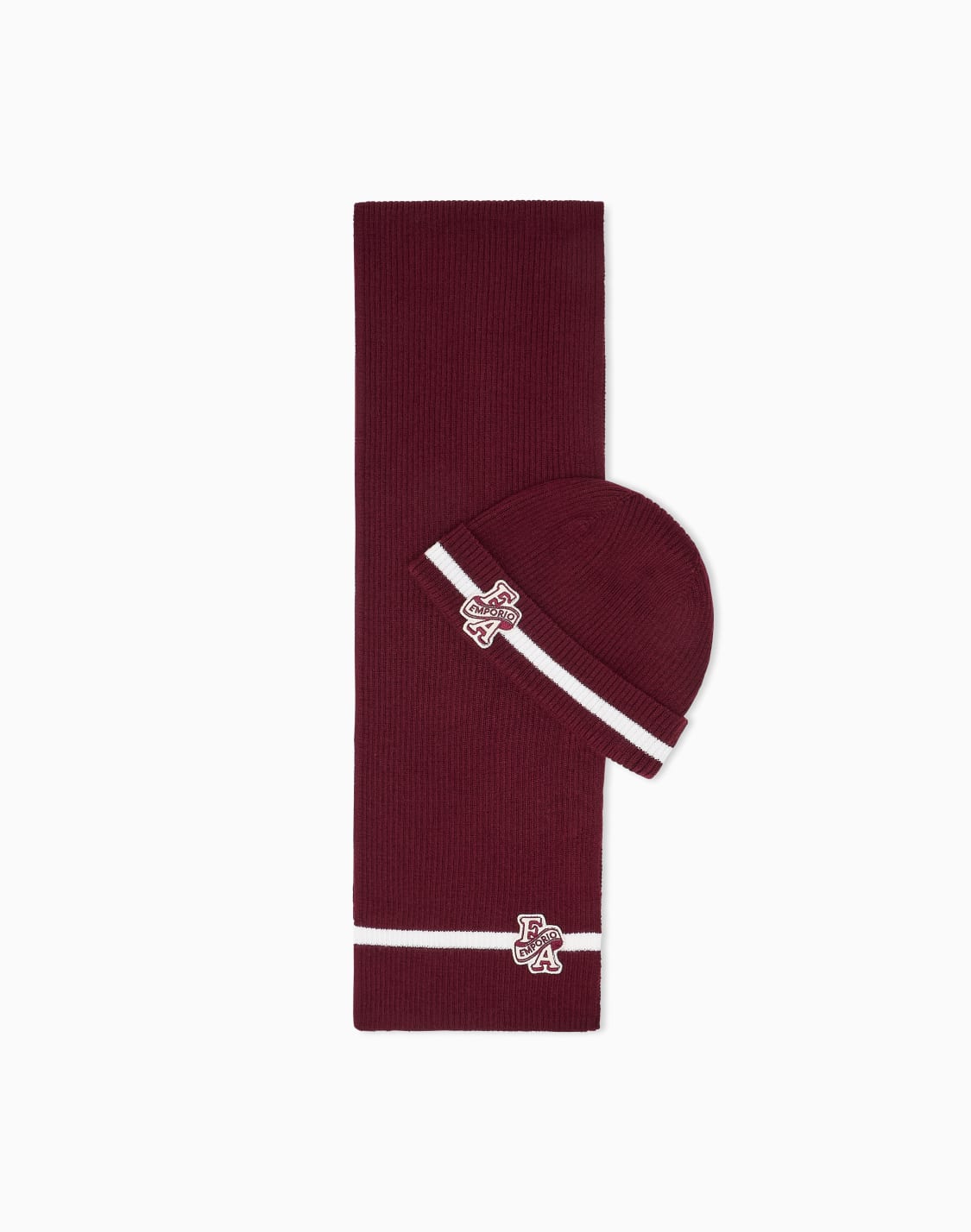 ribbed-knit-virgin-wool-beanie-and-scarf-set-with-stripes-burgundy--emporio-armani