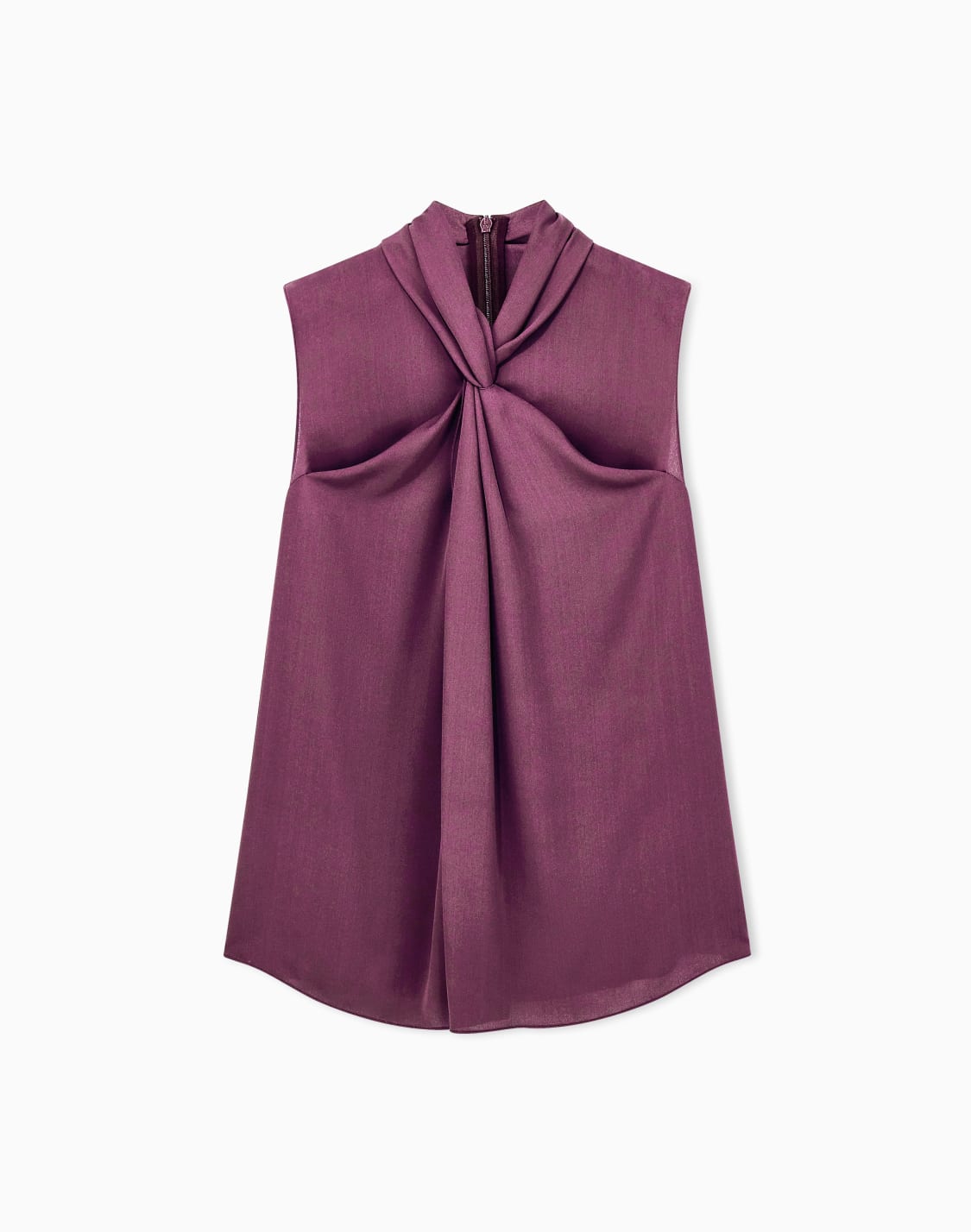 rmellose-bluse-aus-seidengeorgette-mit-knotendetail-burgunderrot--giorgio-armani