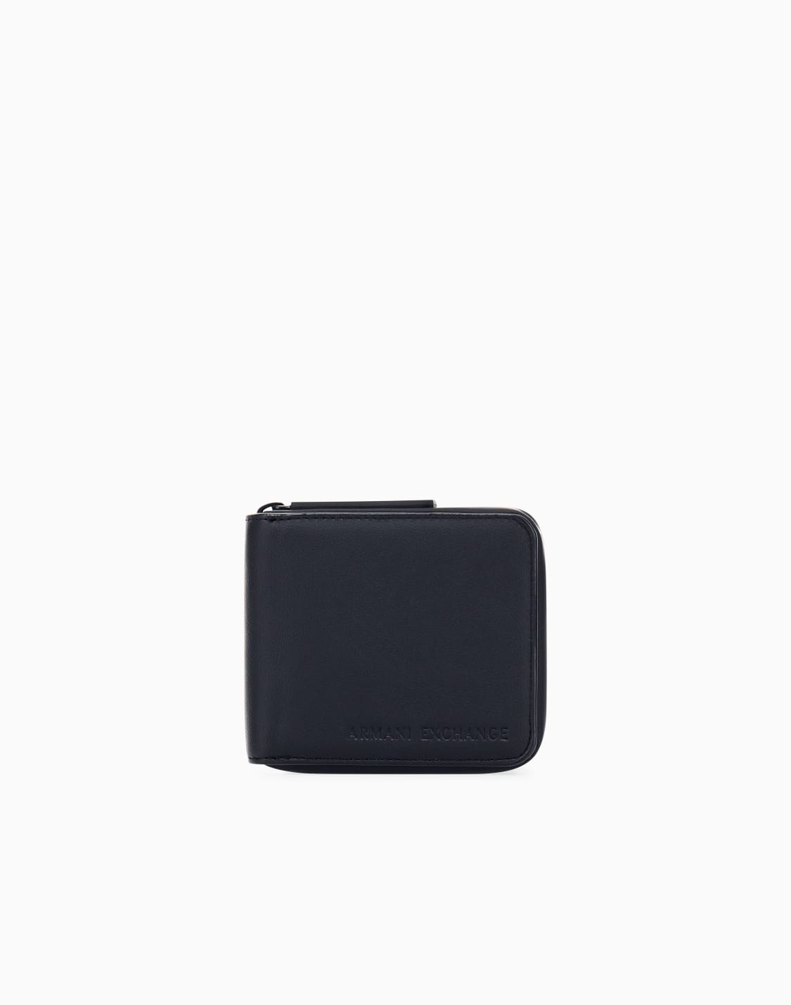 axロゴ-ラウンドジップ-二つ折り財布-ブラック--armani-exchange