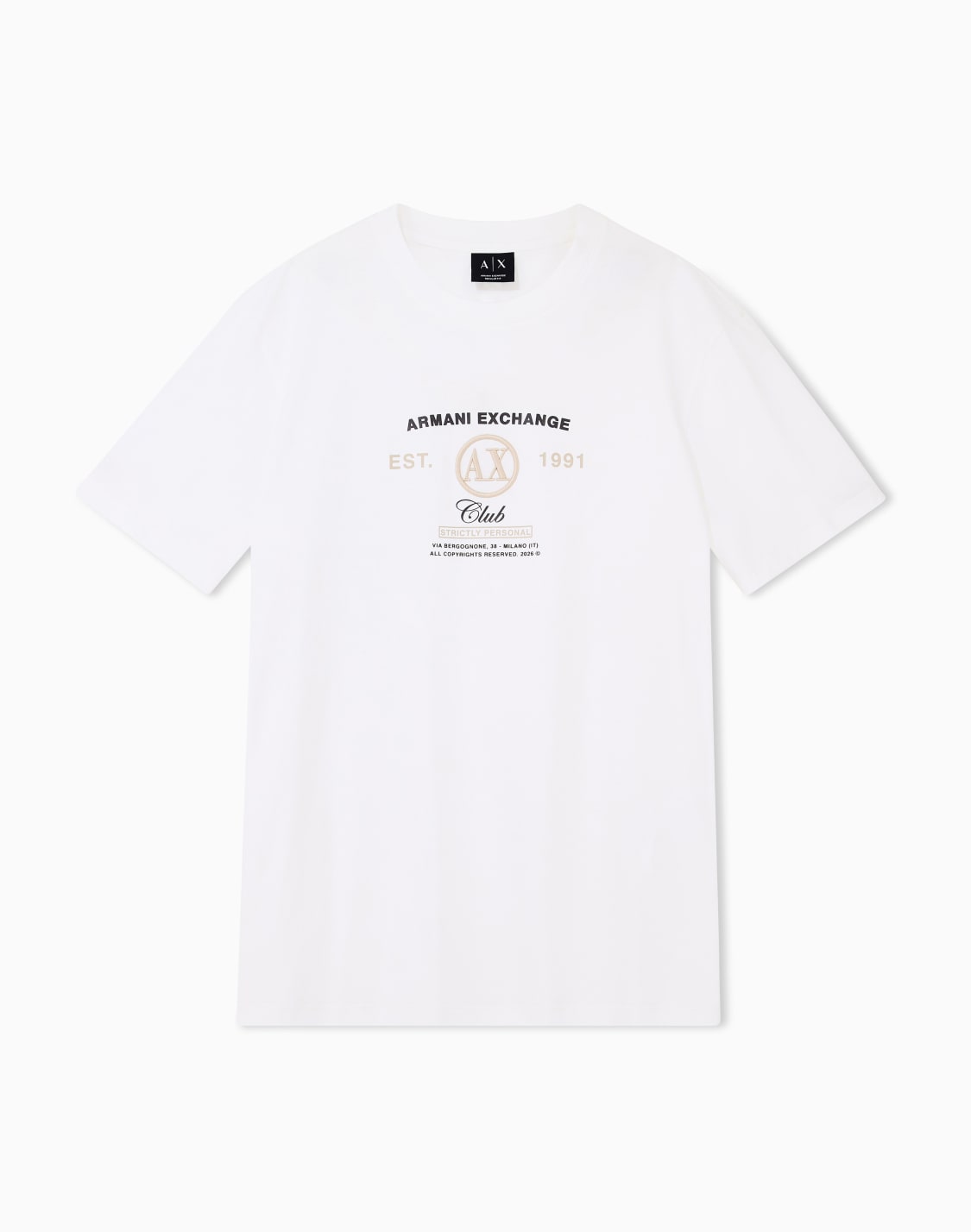 axクラブロゴ-レギュラフィット-半袖クルネックtシャツ-ホワイト--armani-exchange