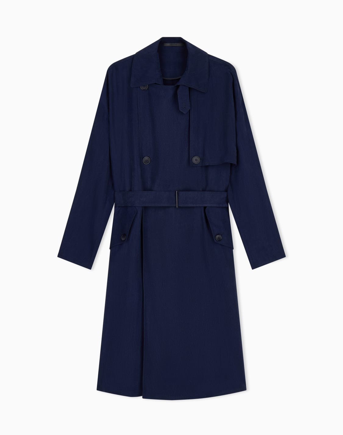 アイコン-ダブルブレストトレンチコト-キュプラ製-ネイビブル--giorgio-armani