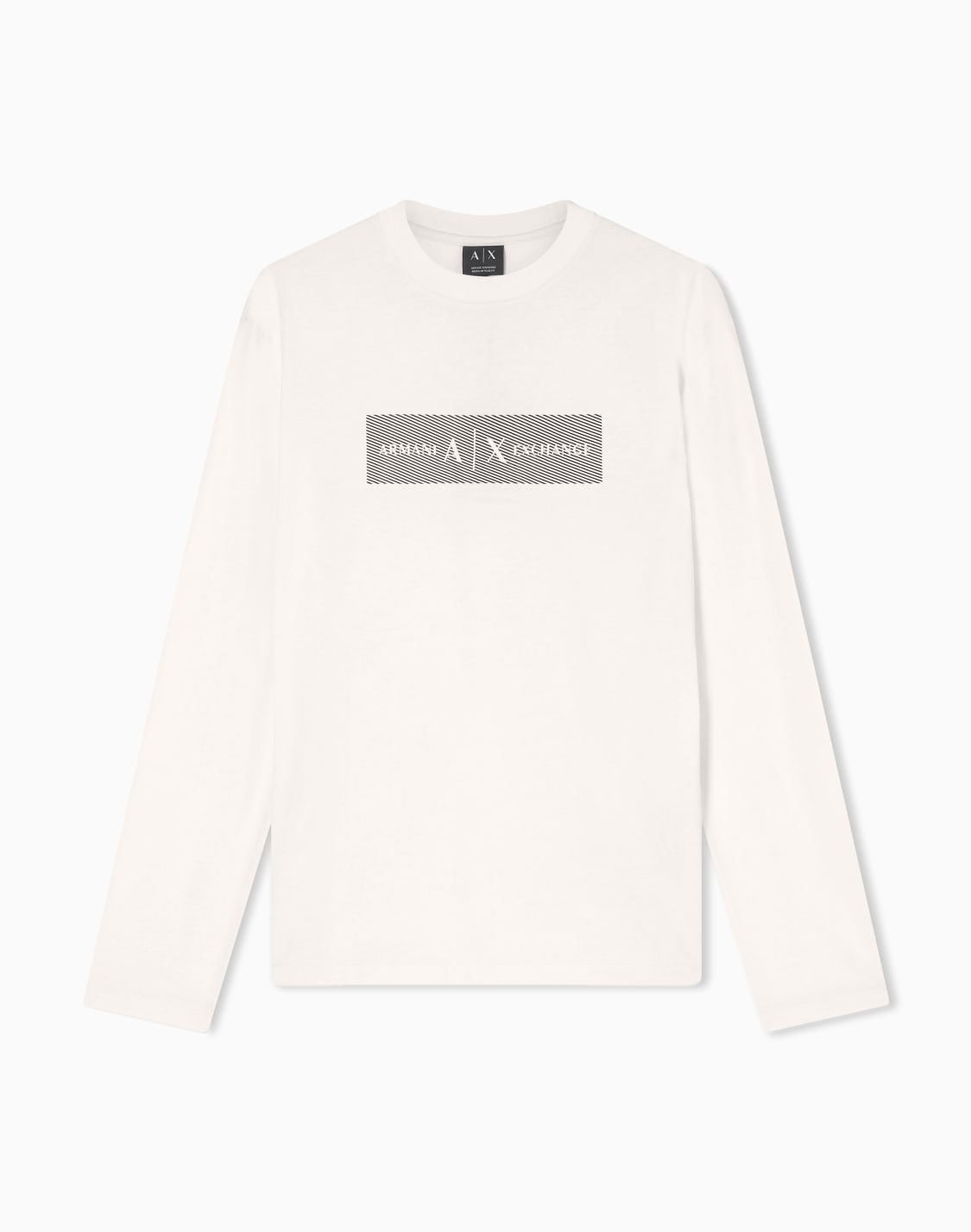 グラフィックロゴ-レギュラプラスフィット-長袖クルネックtシャツ-ホワイト--armani-exchange