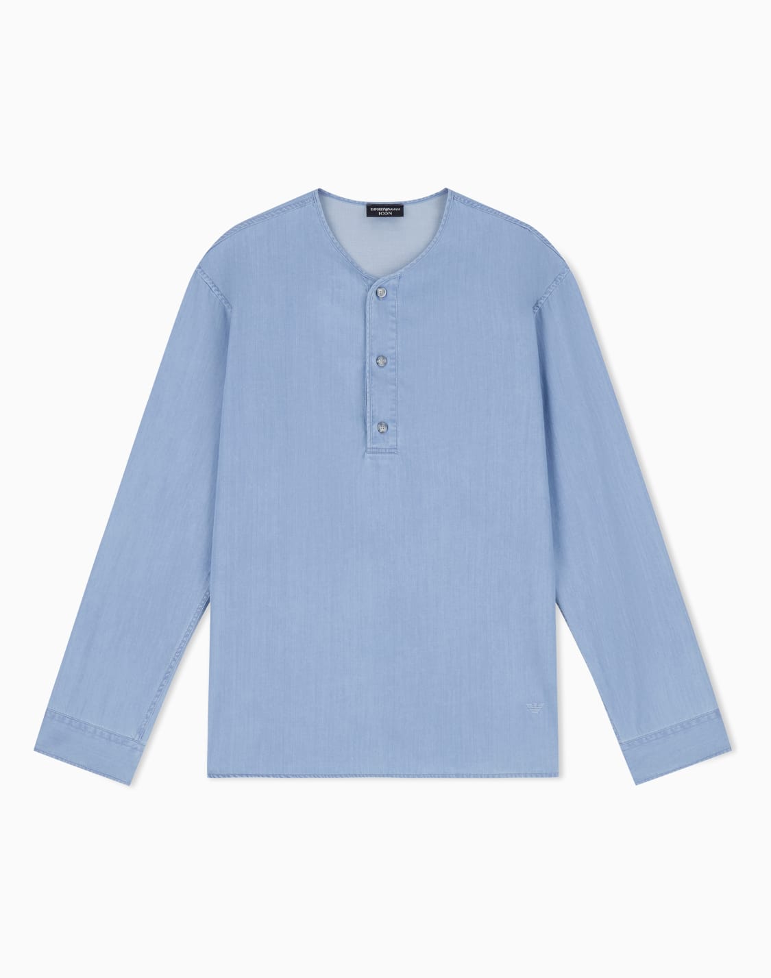 icon-lightweight-denim-shirt-with-henley-collar-blue--emporio-armani
