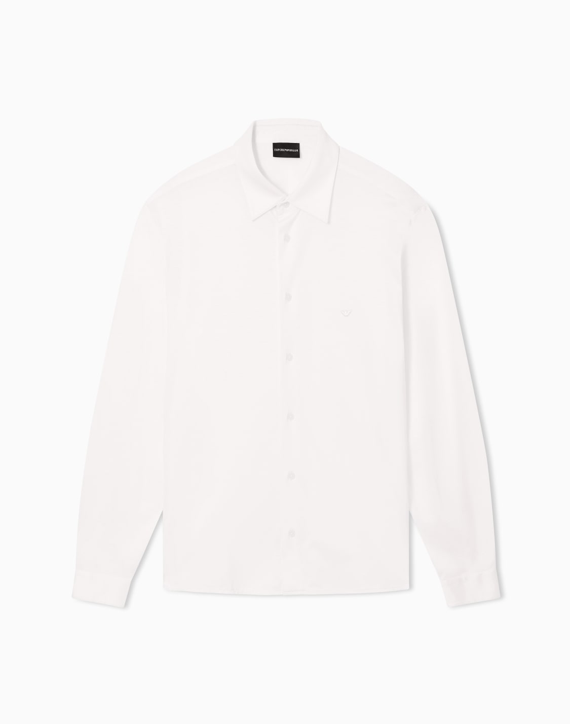 スリムフィットシャツ-リヨセル混紡ジャジ-ホワイト--emporio-armani