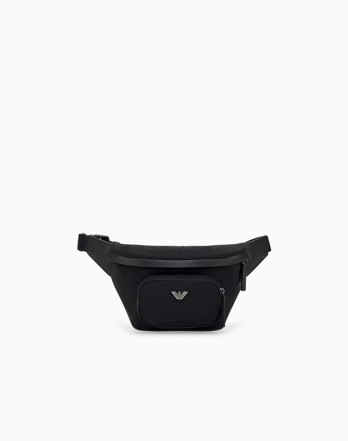 メタルロゴ付き-リサイクルナイロン-ウエストバッグ-ブラック--emporio-armani