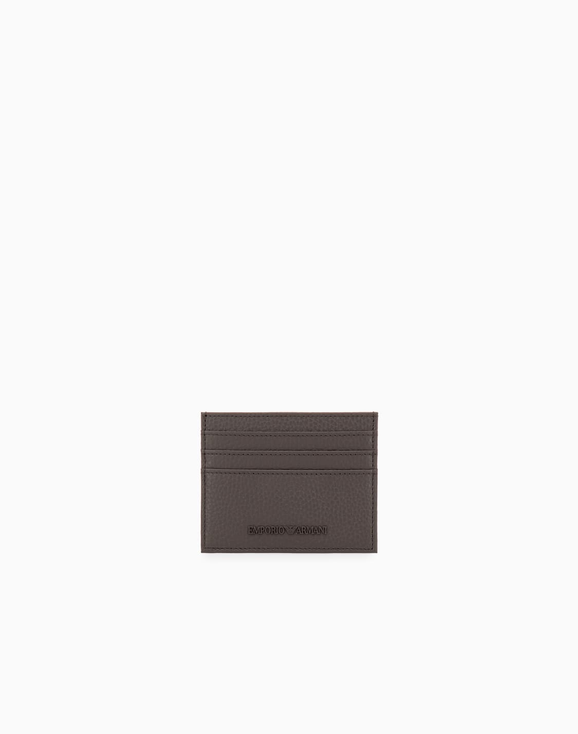 ロゴ型押し-テクスチャドレザ-カドホルダ-ブラウン--emporio-armani